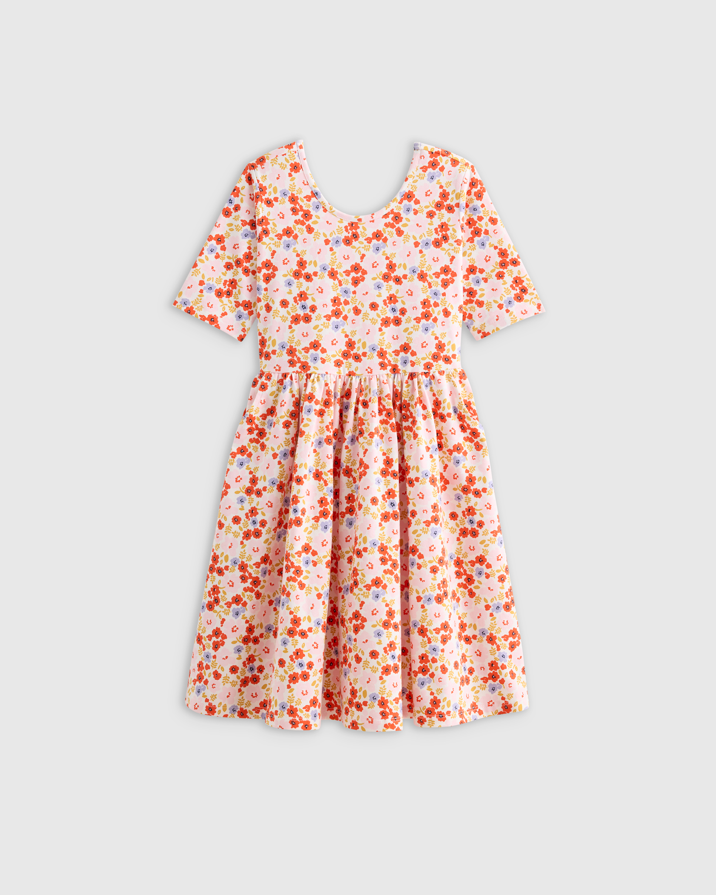 Pink Poppy Floral Organic Cotton Skater Dress 