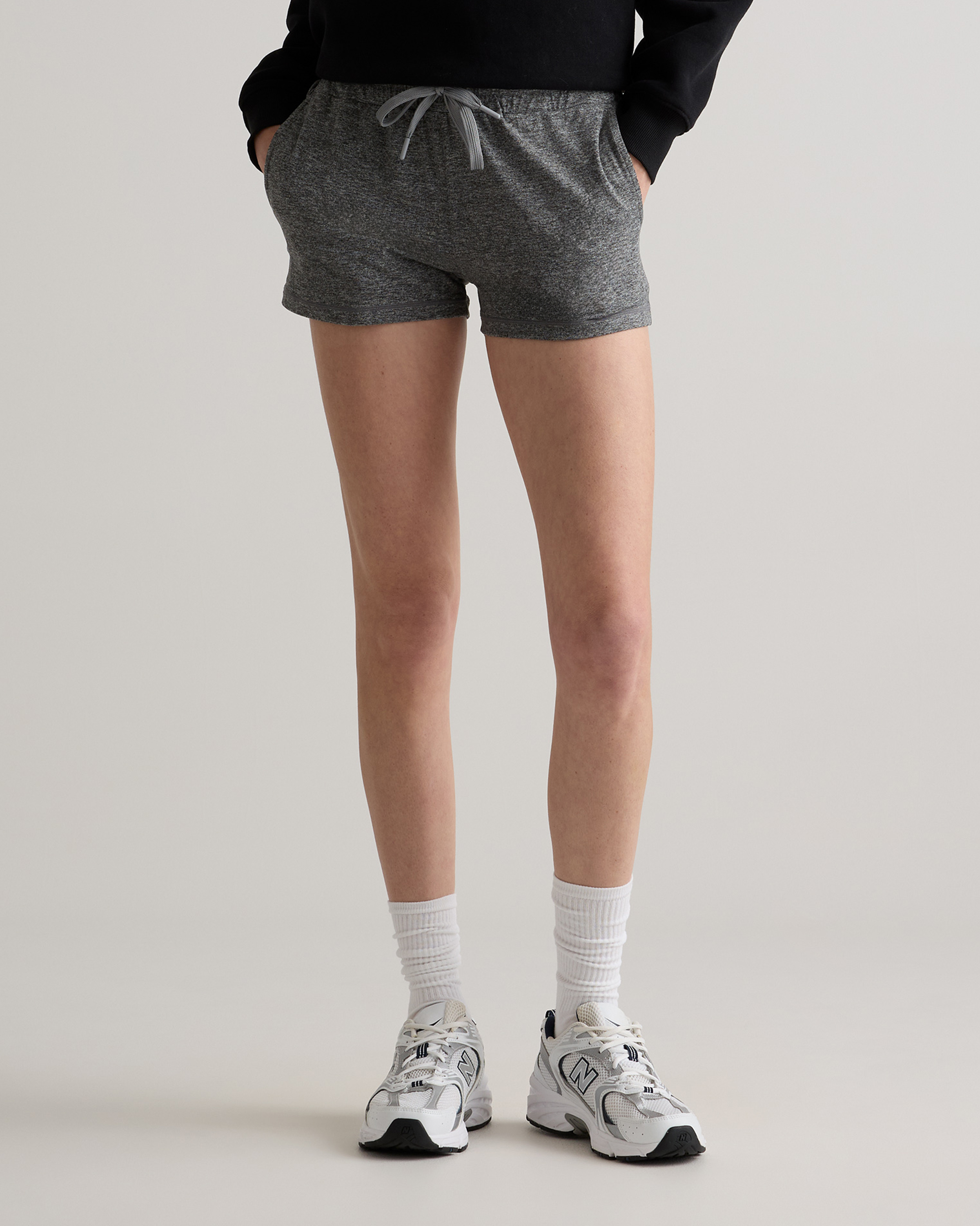 Heather Grey Short en Flowknit à taille mi-haute