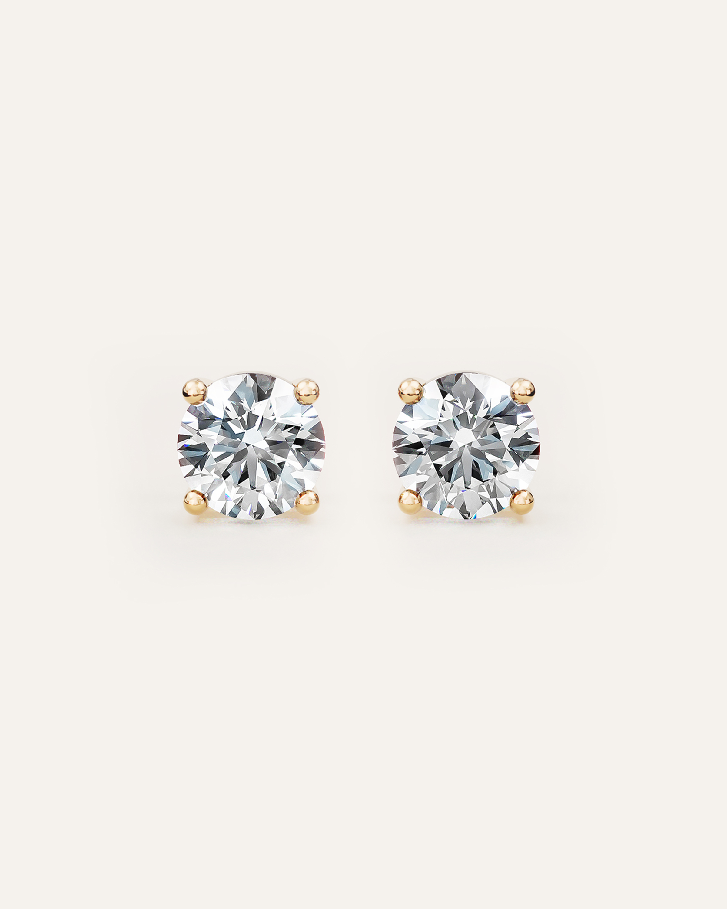 Yellow Gold 14K Gold Lab Grown Diamond Four-Prong Solitaire Studs - 4ctw