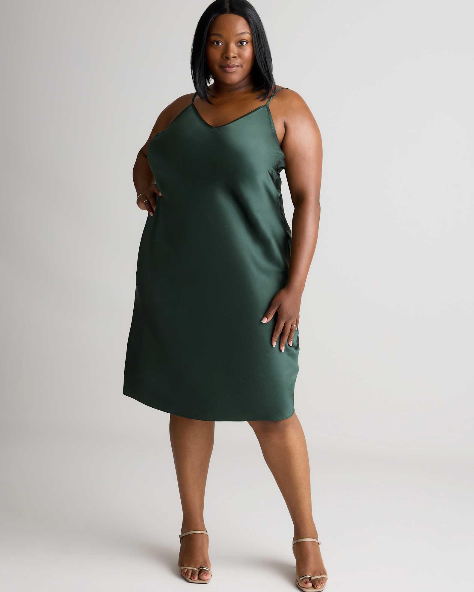 Women's Slip Dress in Forest Green, Size 1X, Silk by Quince Women's Slip Dress in Forest Green, Size 1X, Silk by Quince