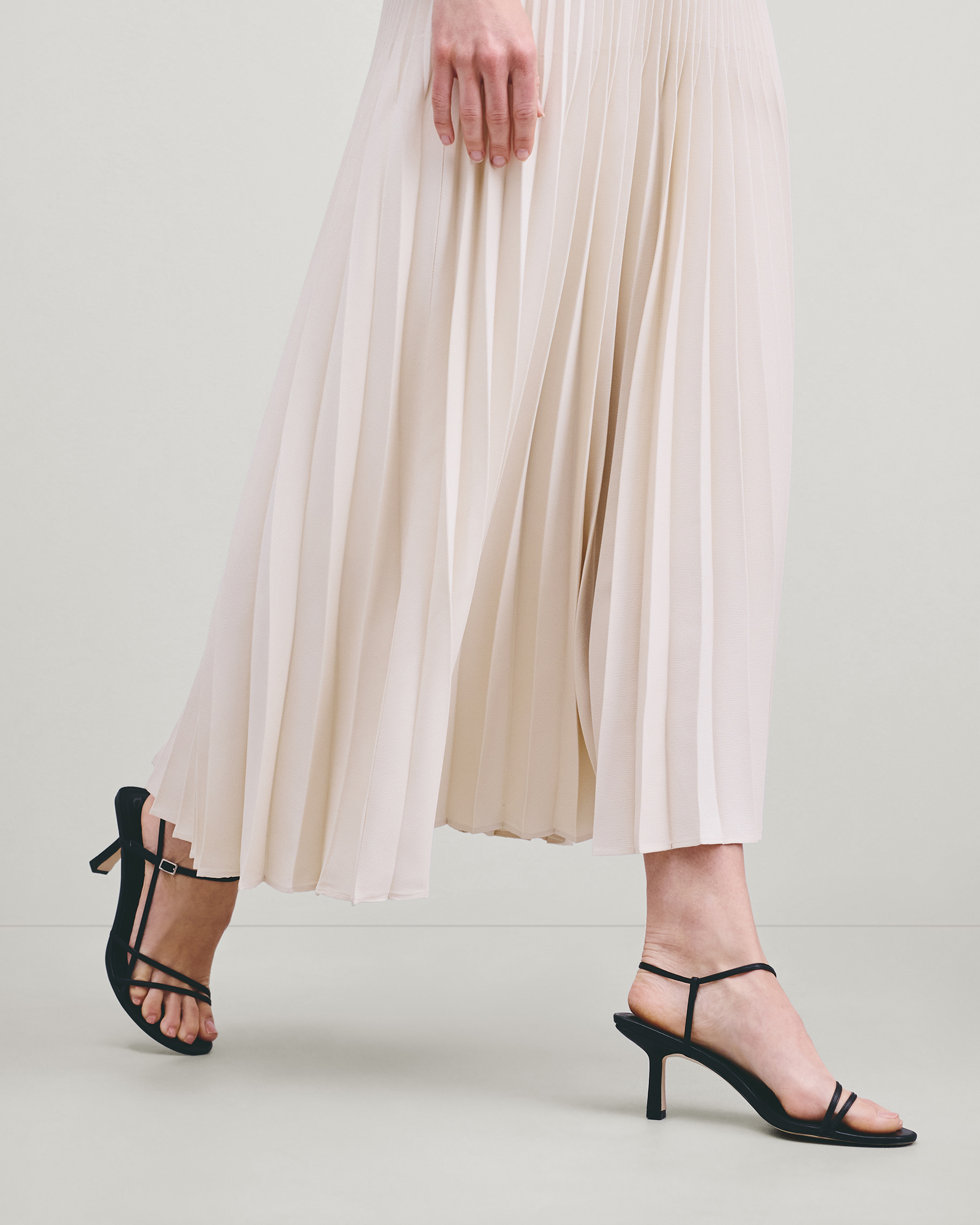 Black Italian Leather 70mm Strappy Heel