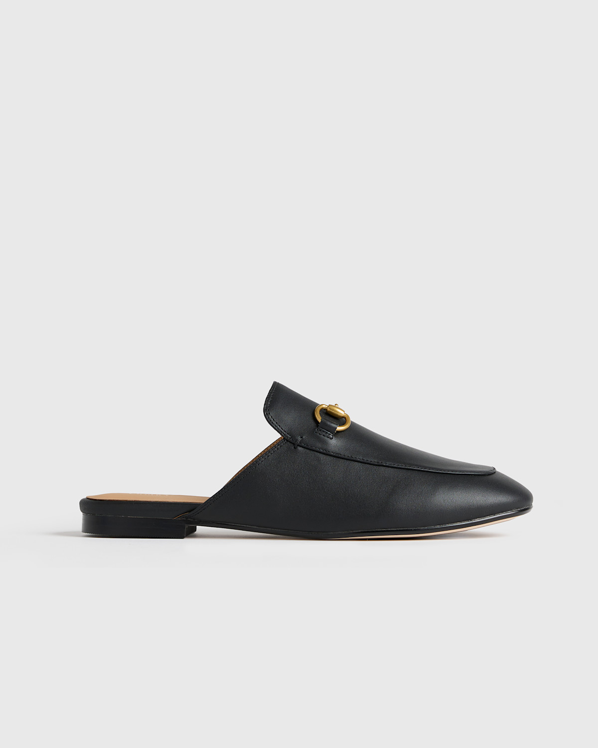 Quince Italian Leather Horsebit Loafer Mule in Black