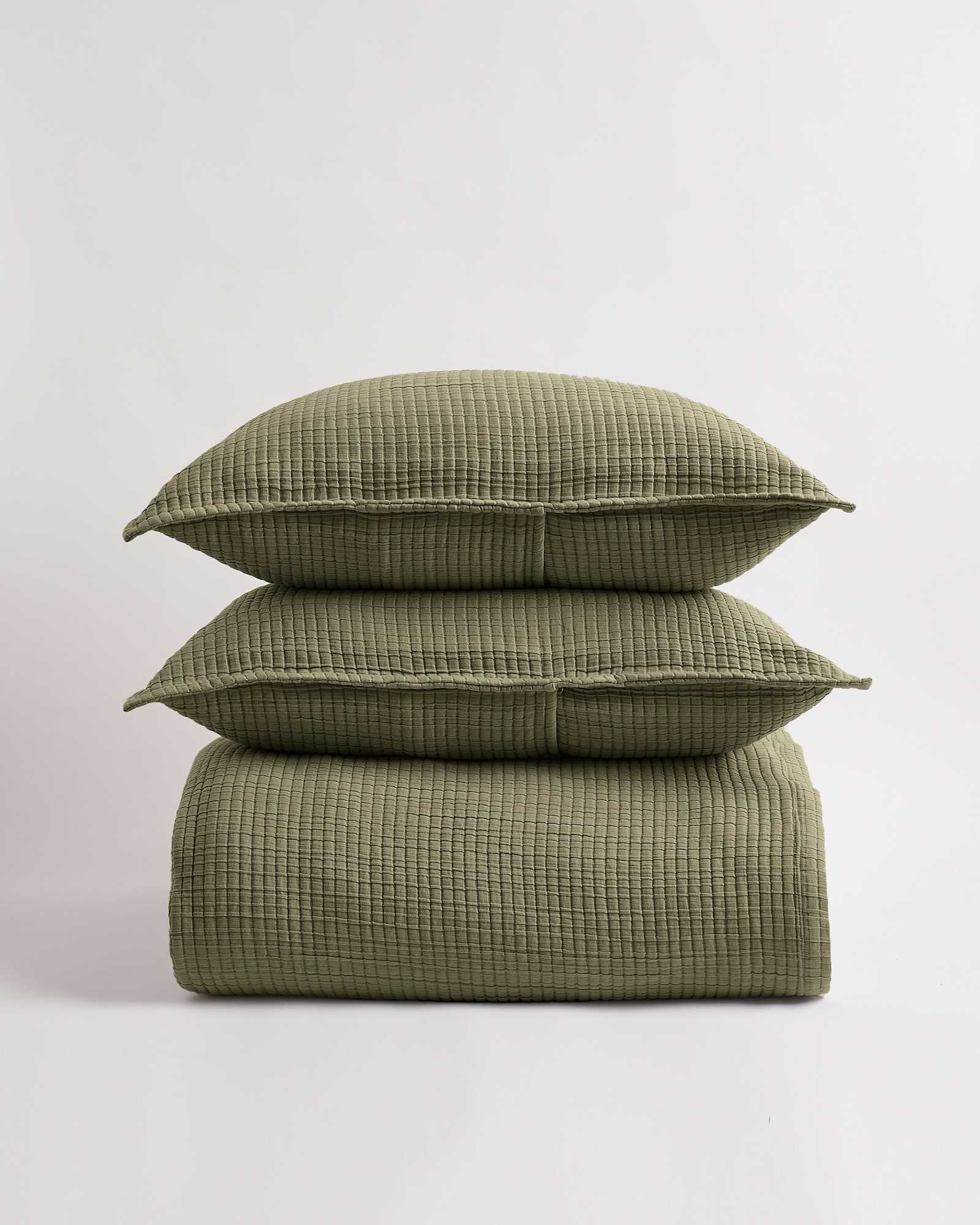 Organic Ribbed Cotton Coverlet Set