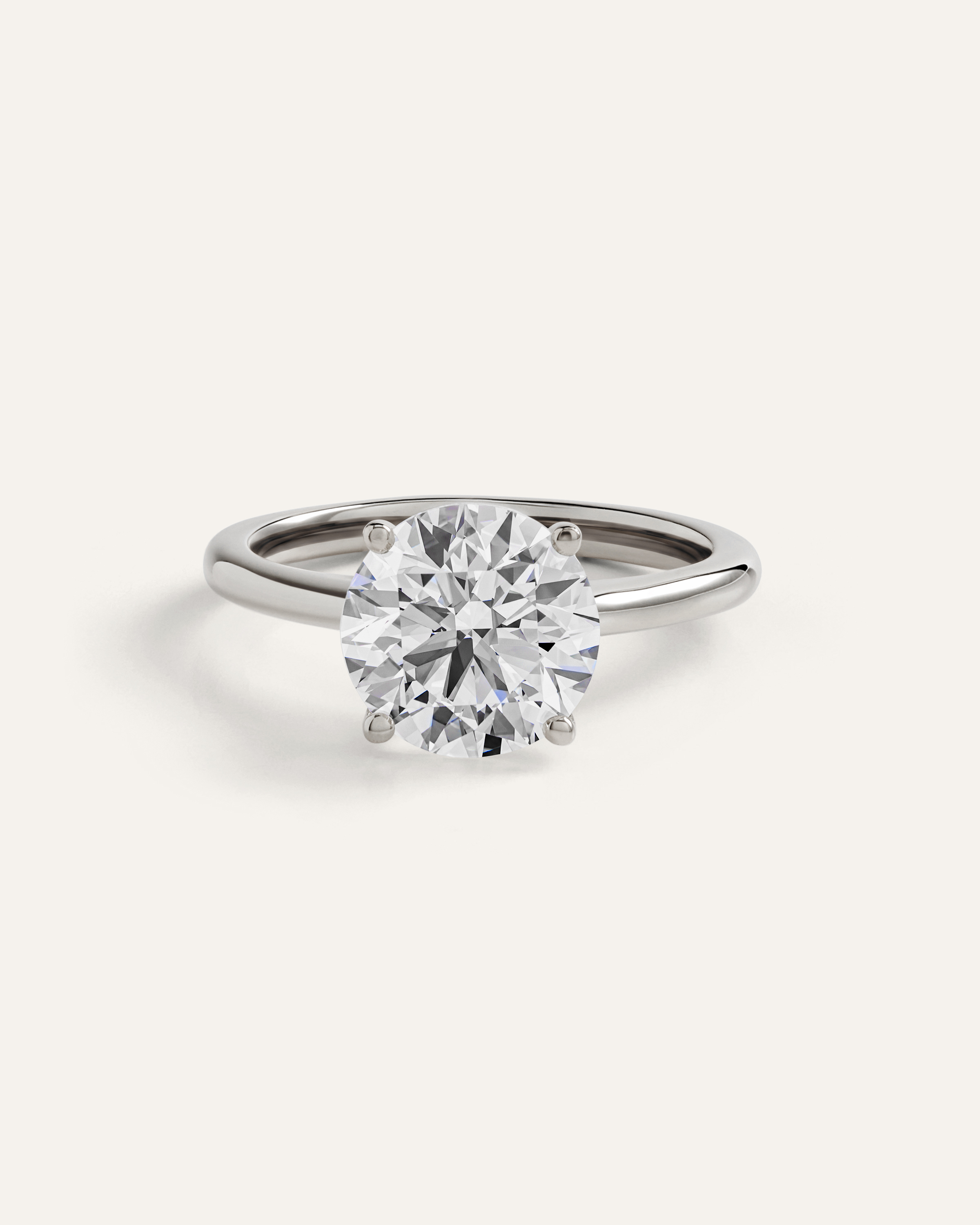 Platinum Lab Grown Diamond Round Trellis Cathedral Engagement Ring - 3ct