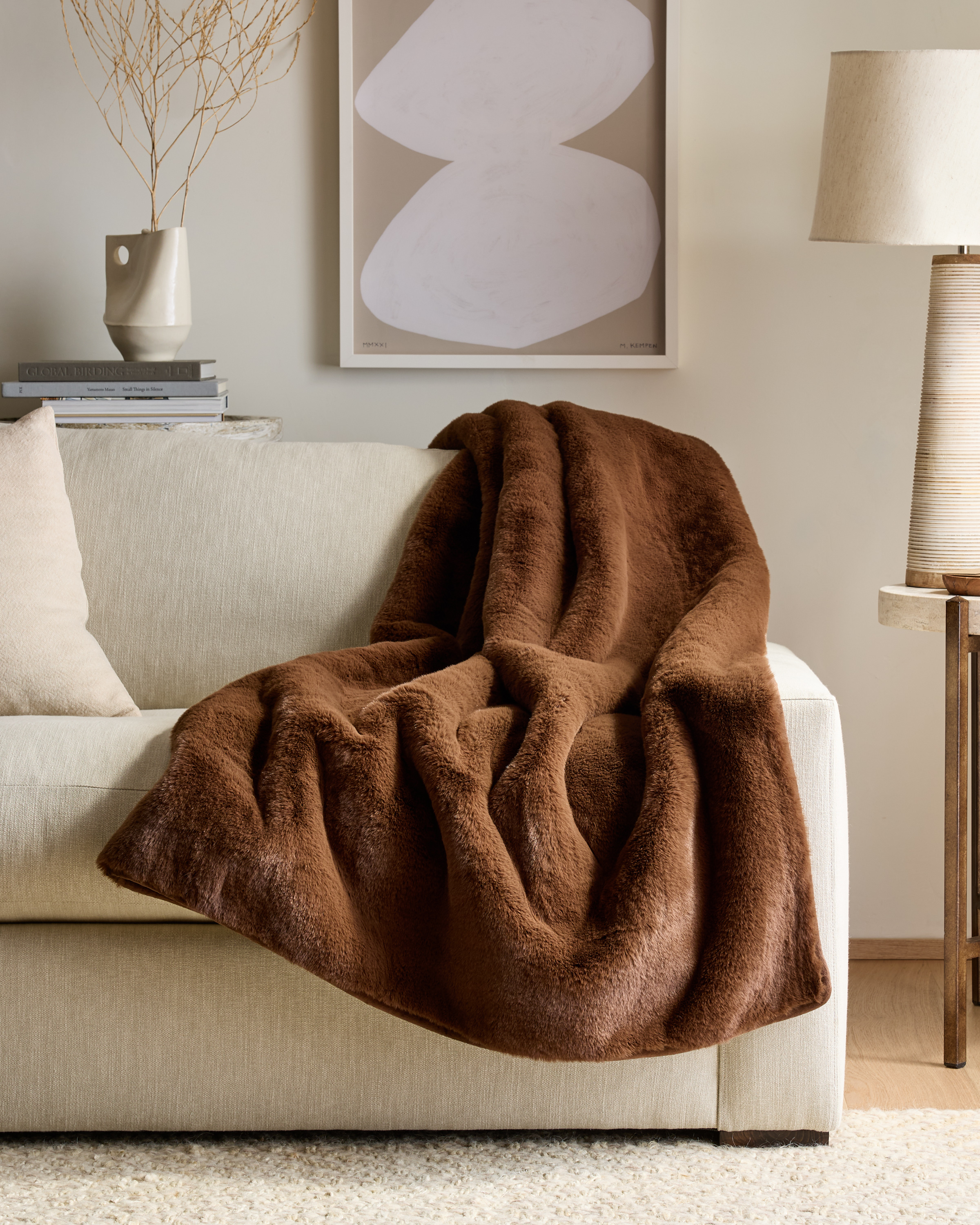 Truffle Luxury Faux Fur Throw