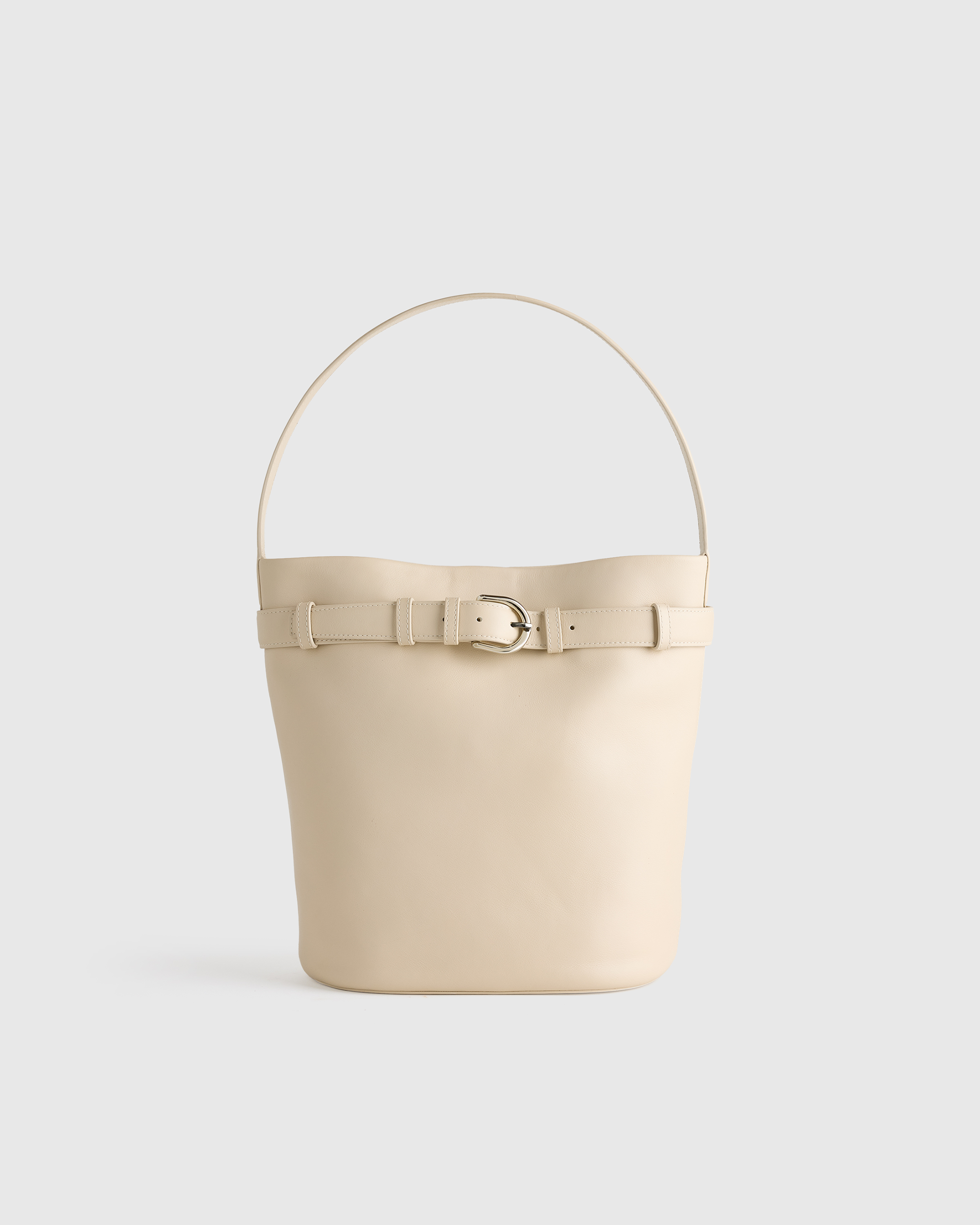 Soft Ivory Chiara Belted Bucket Bag