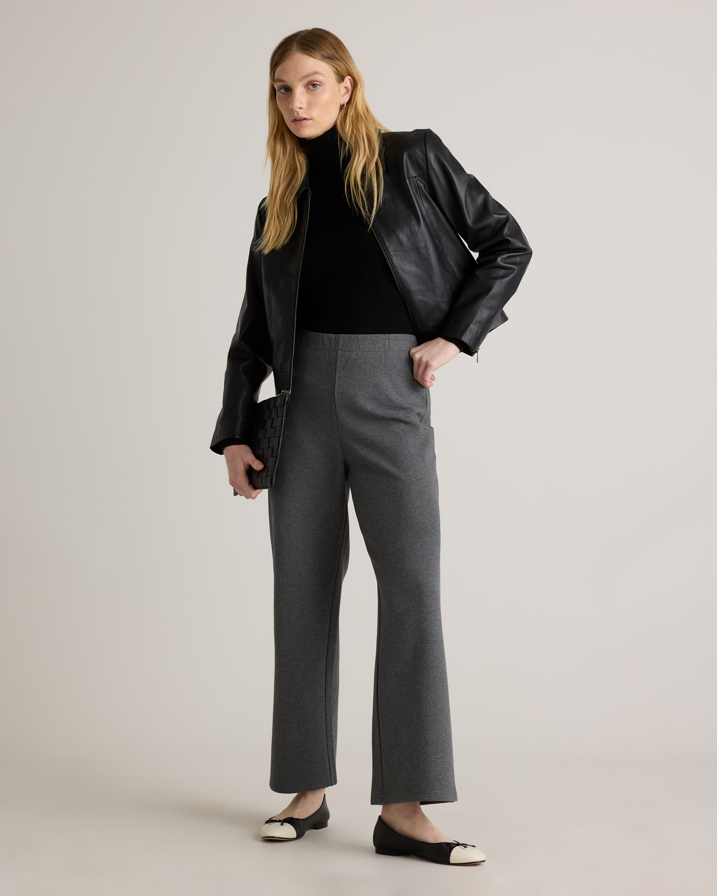 Organic Cotton Double Knit Wide Leg Pants