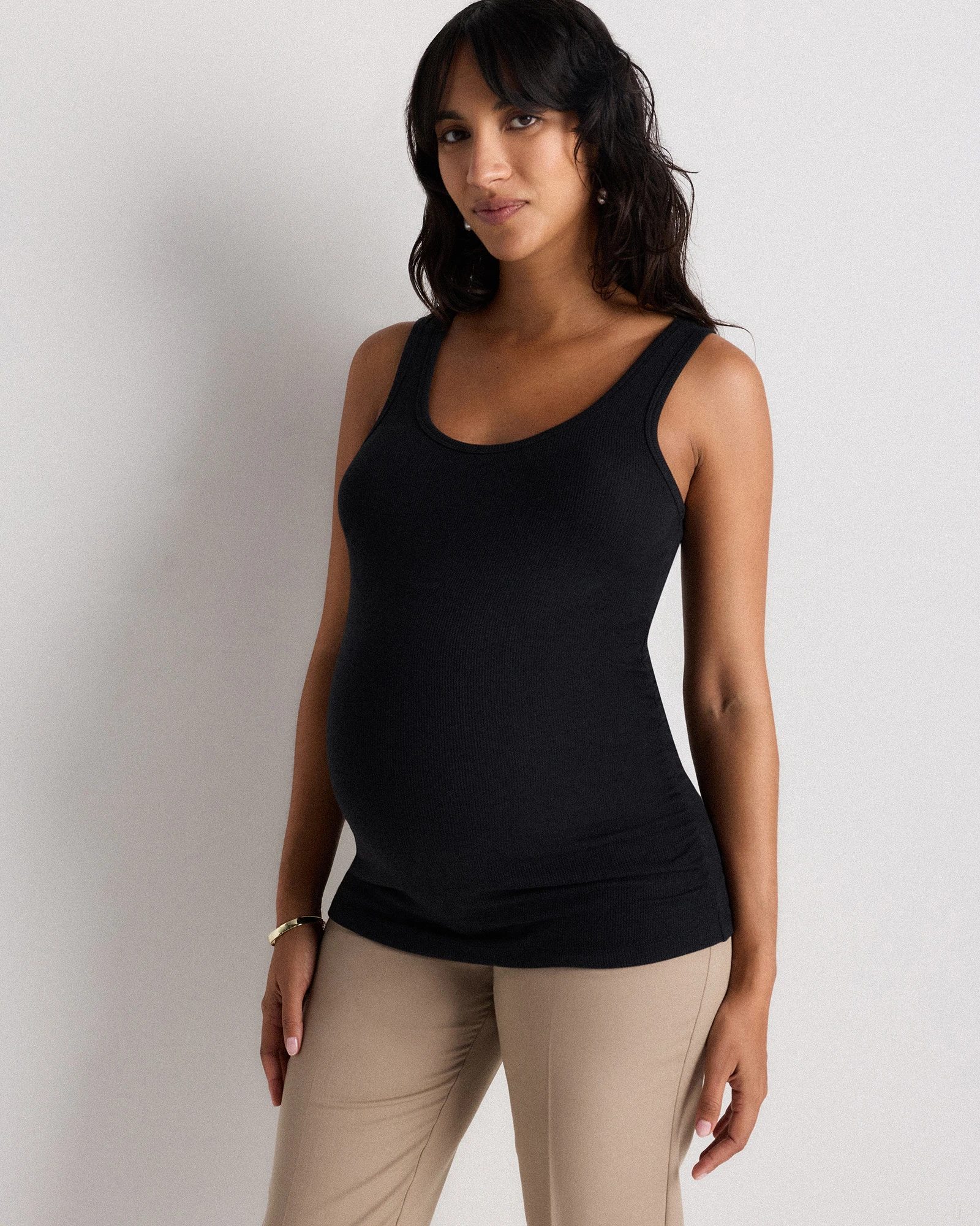 Bamboo Rib Maternity Scoop Neck Tank - Maternity