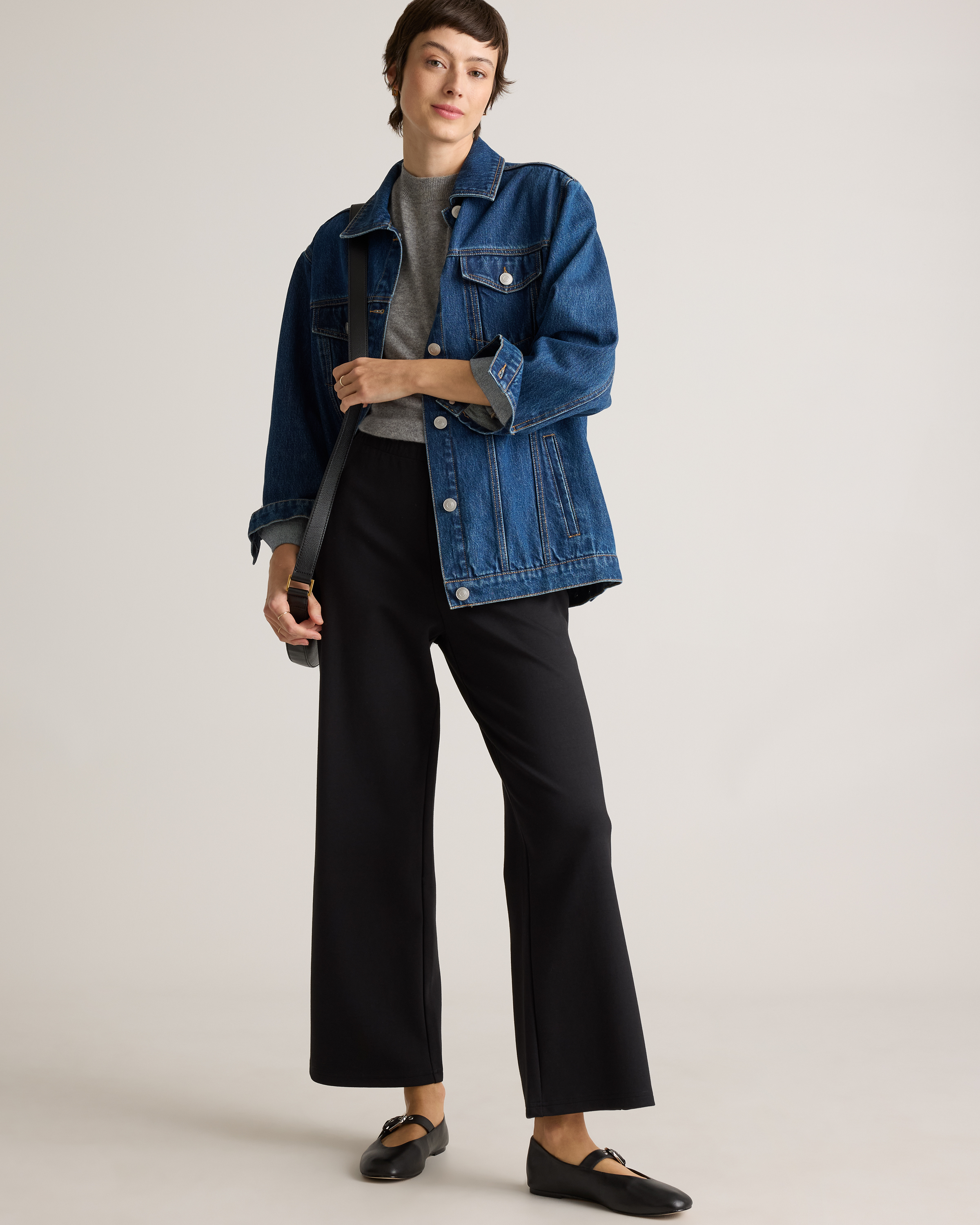 Organic Cotton Double Knit Wide Leg Pants