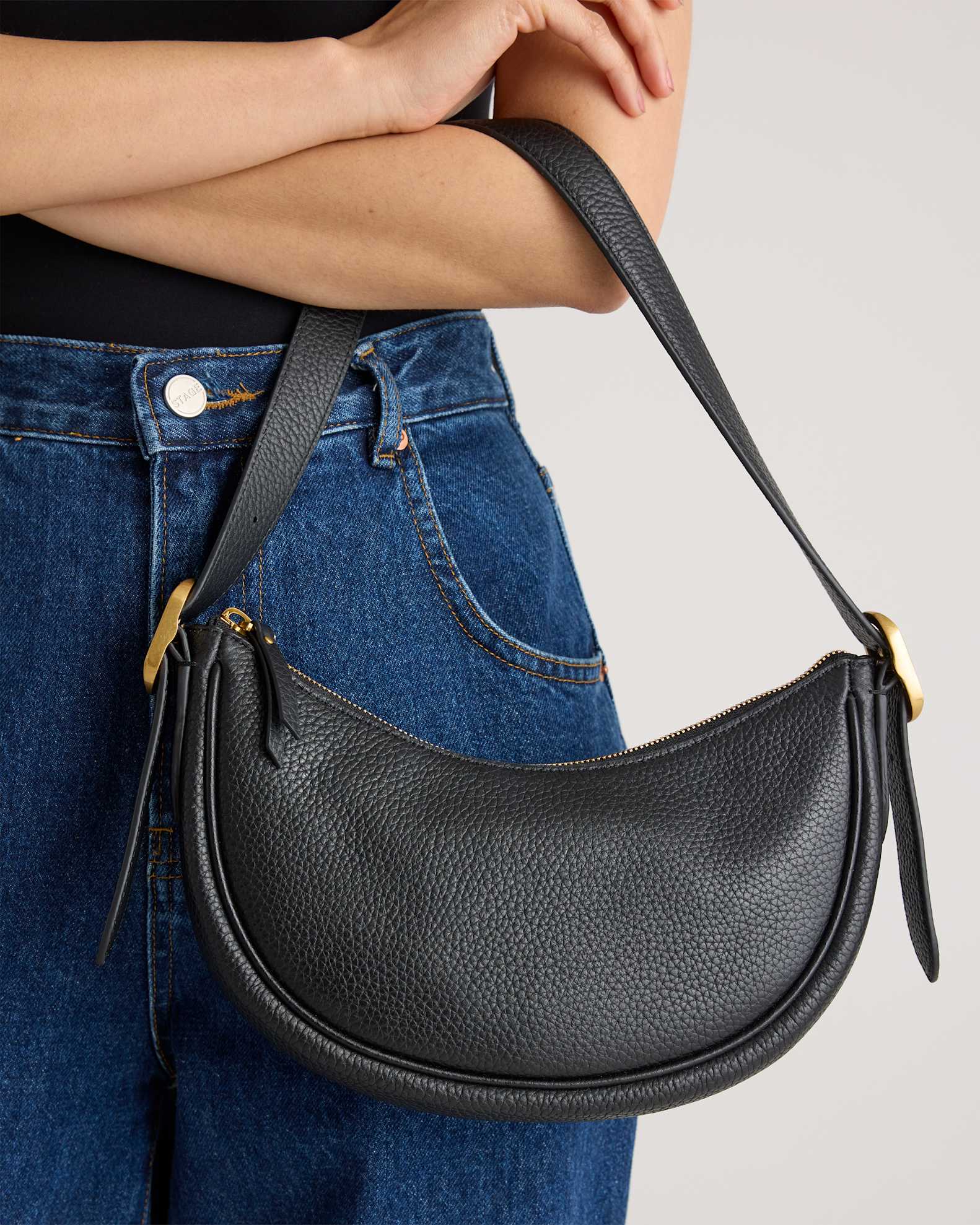 Genuine Italian Leather BARUCHENI Stella Crossbody Bag – Small Black Shoulder Purse For Women