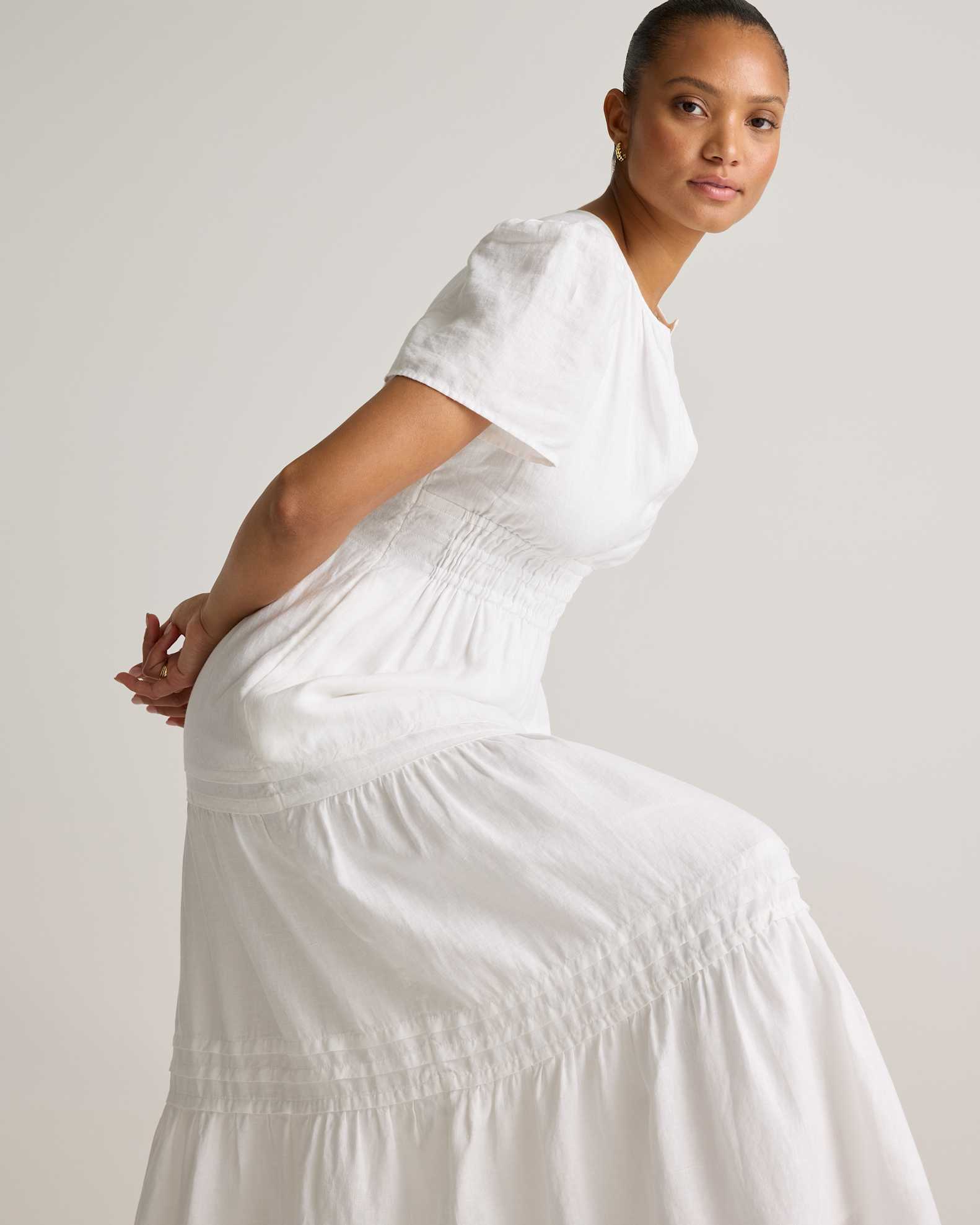 100% European Linen Tiered Maxi Dress in White | Quince Canada 100% European Linen Tiered Maxi Dress in White | Quince Canada