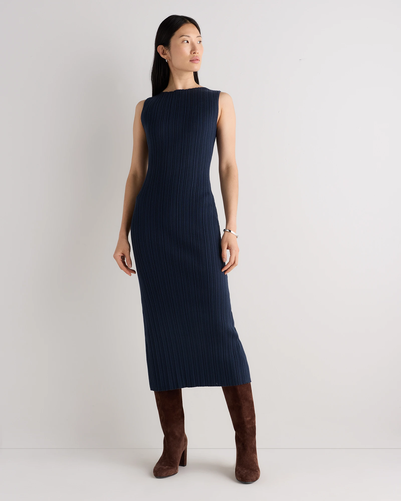 sleeveless midi dress cotton Black Flax A-Line 58