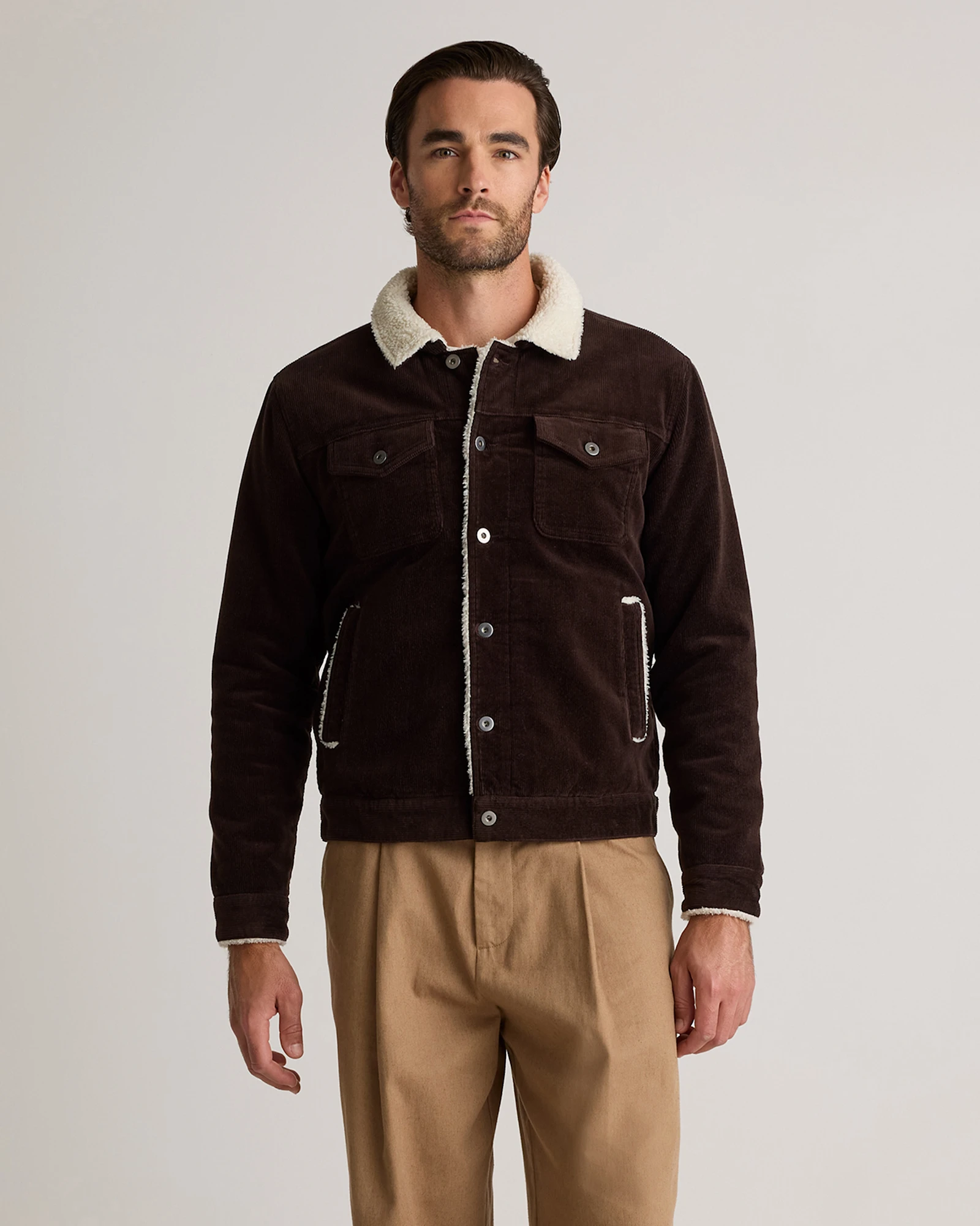 Organic Stretch Corduroy Sherpa-Lined Trucker Jacket