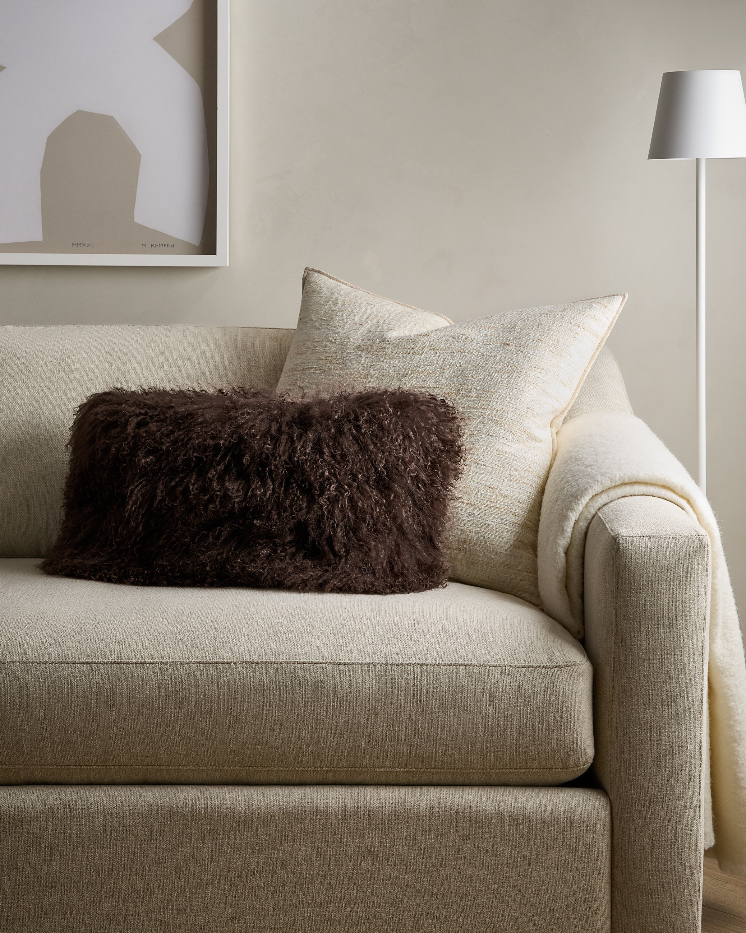 Espresso Luxe Mongolian Lamb Pillow Cover