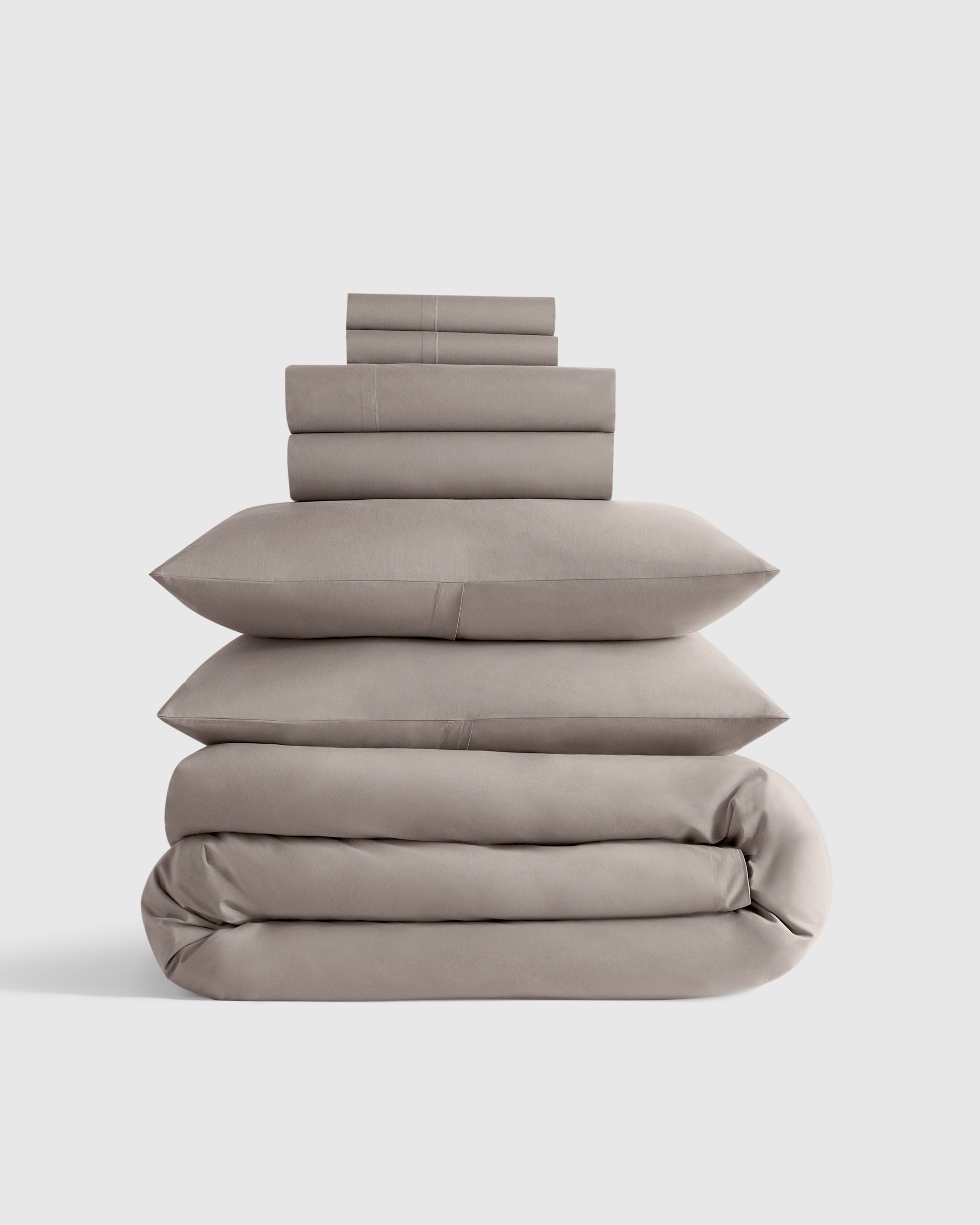 classic organic percale deluxe bedding bundle, dove, cal king