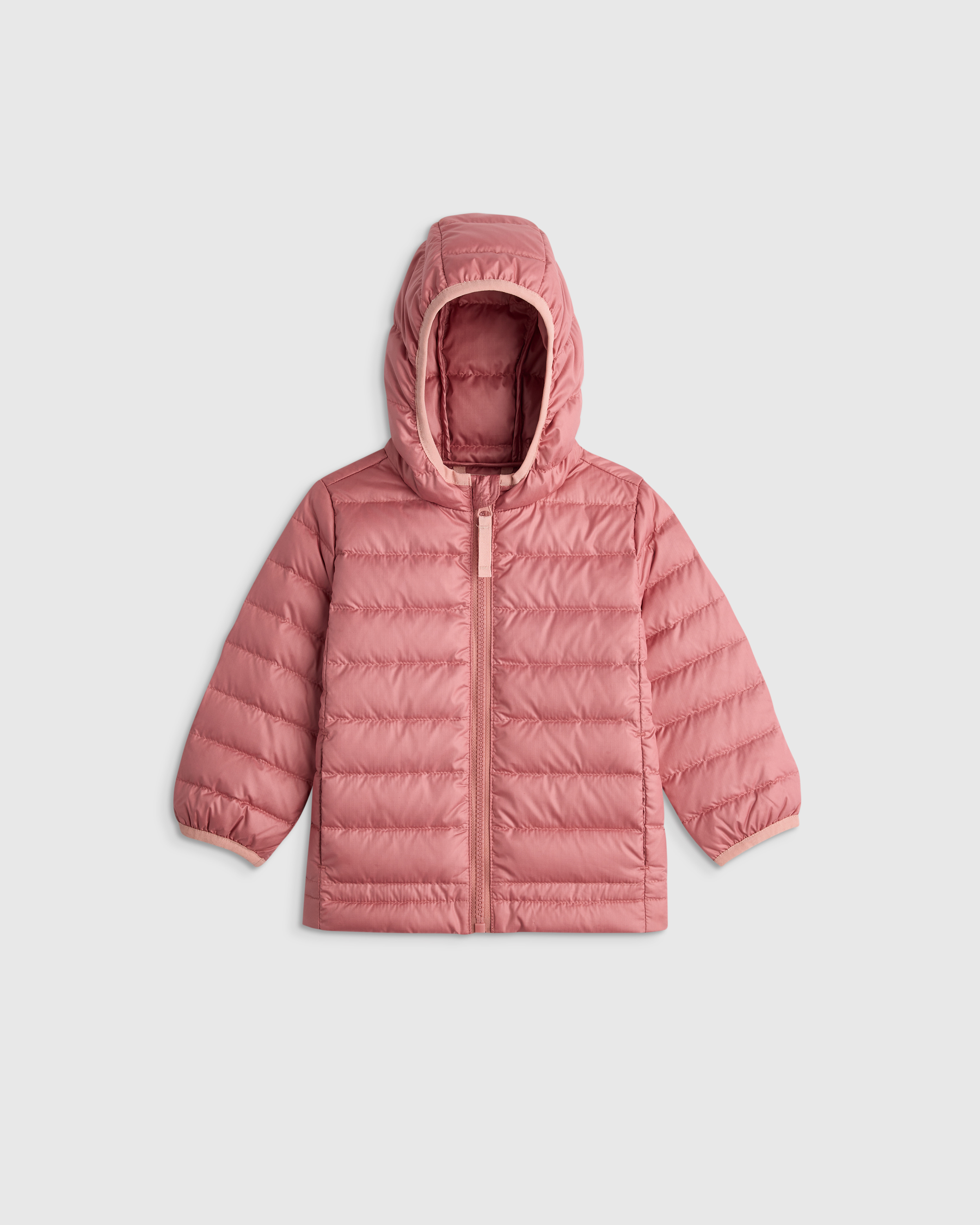 Dusty Rose Blouson matelassé en duvet léger à capuche