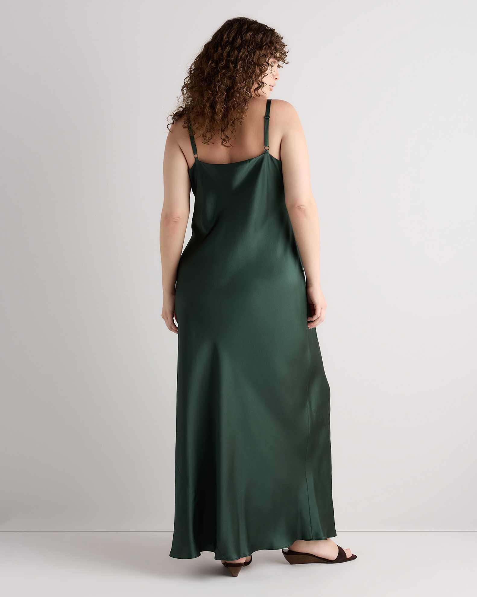 emerald green slip dress Silk With Cowl Neck for Special Occasions, Backless Midi Slip Dress, Sheath Dress for Bridesmaids, Birthday Girls 100% Polyester Lace Trim Midi Slip Dress