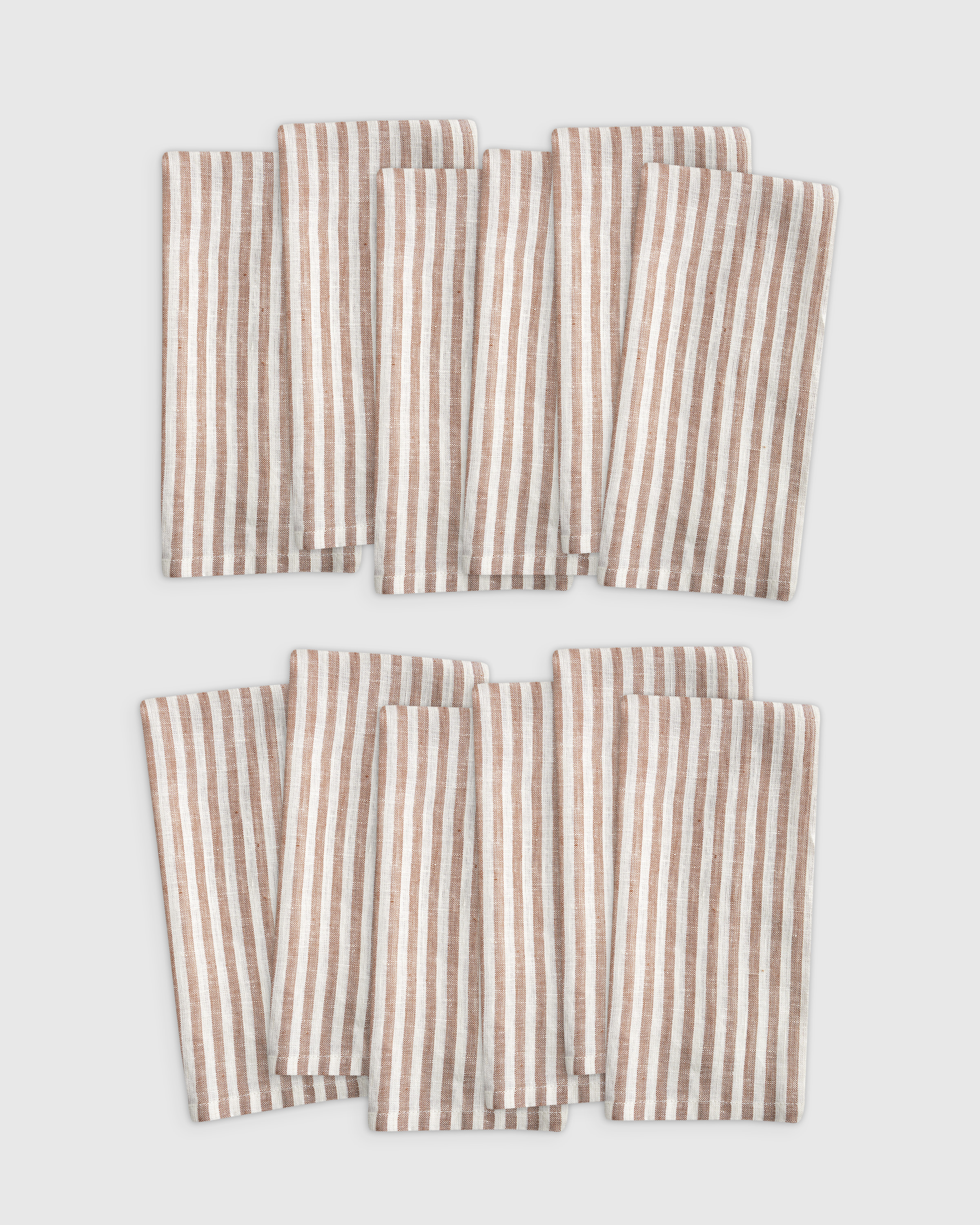 Terracotta/White Stripe European Linen Stripe Napkins (Set of 12)