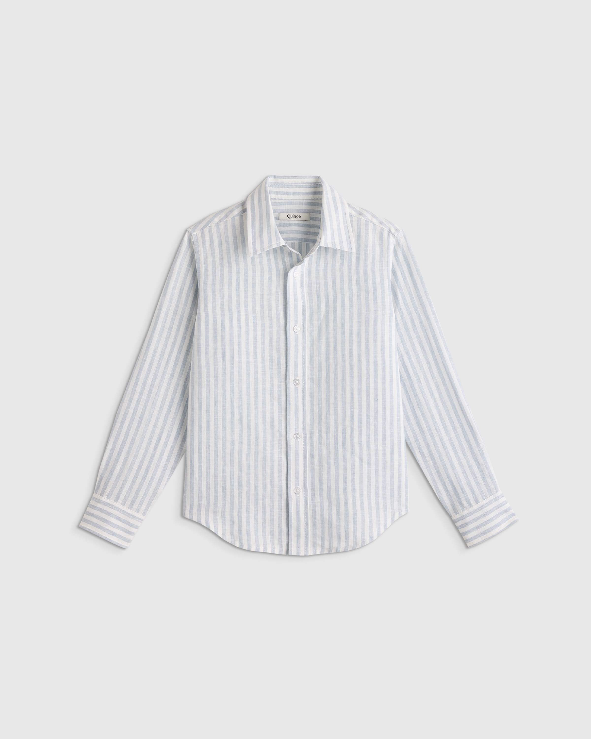 Sky Blue Mariner Stripe 100% European Linen Long Sleeve Shirt