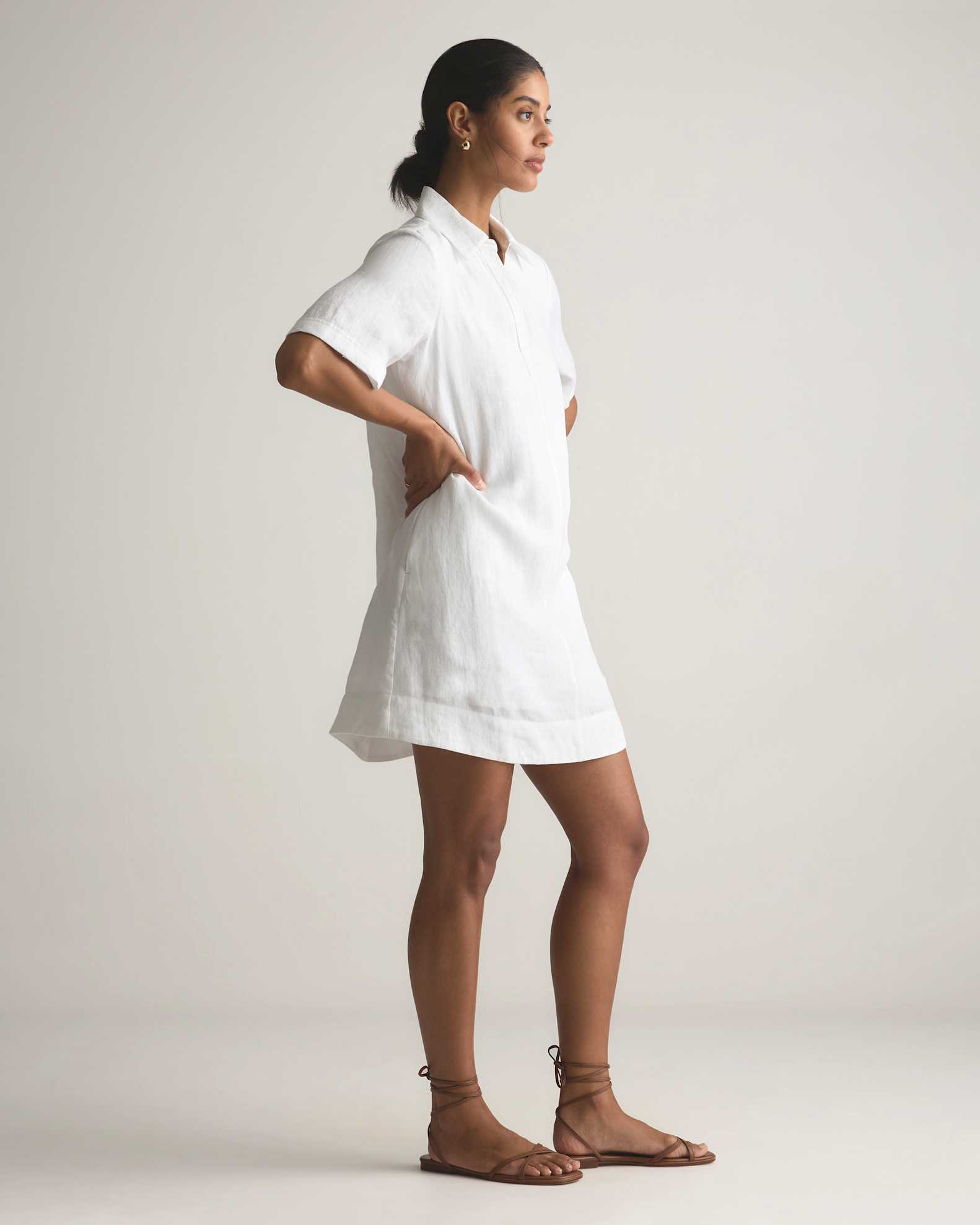 short sleeve gauze popover dress COTTON-GAUZE POPOVER DRESS