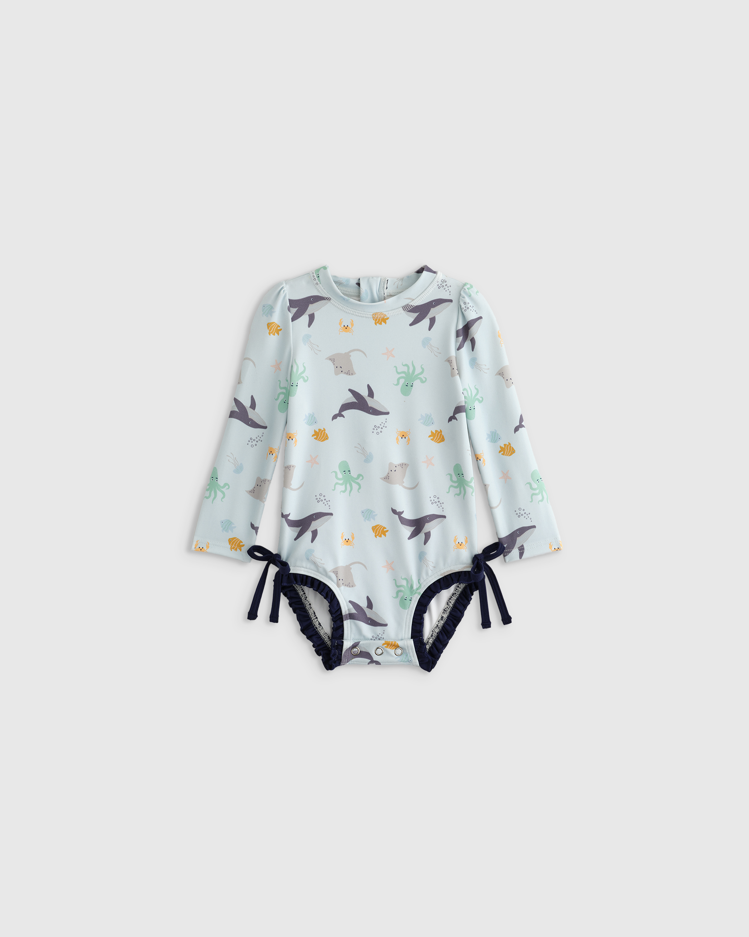 Under the Sea Long Sleeve Tie One-Piece Swimsuit