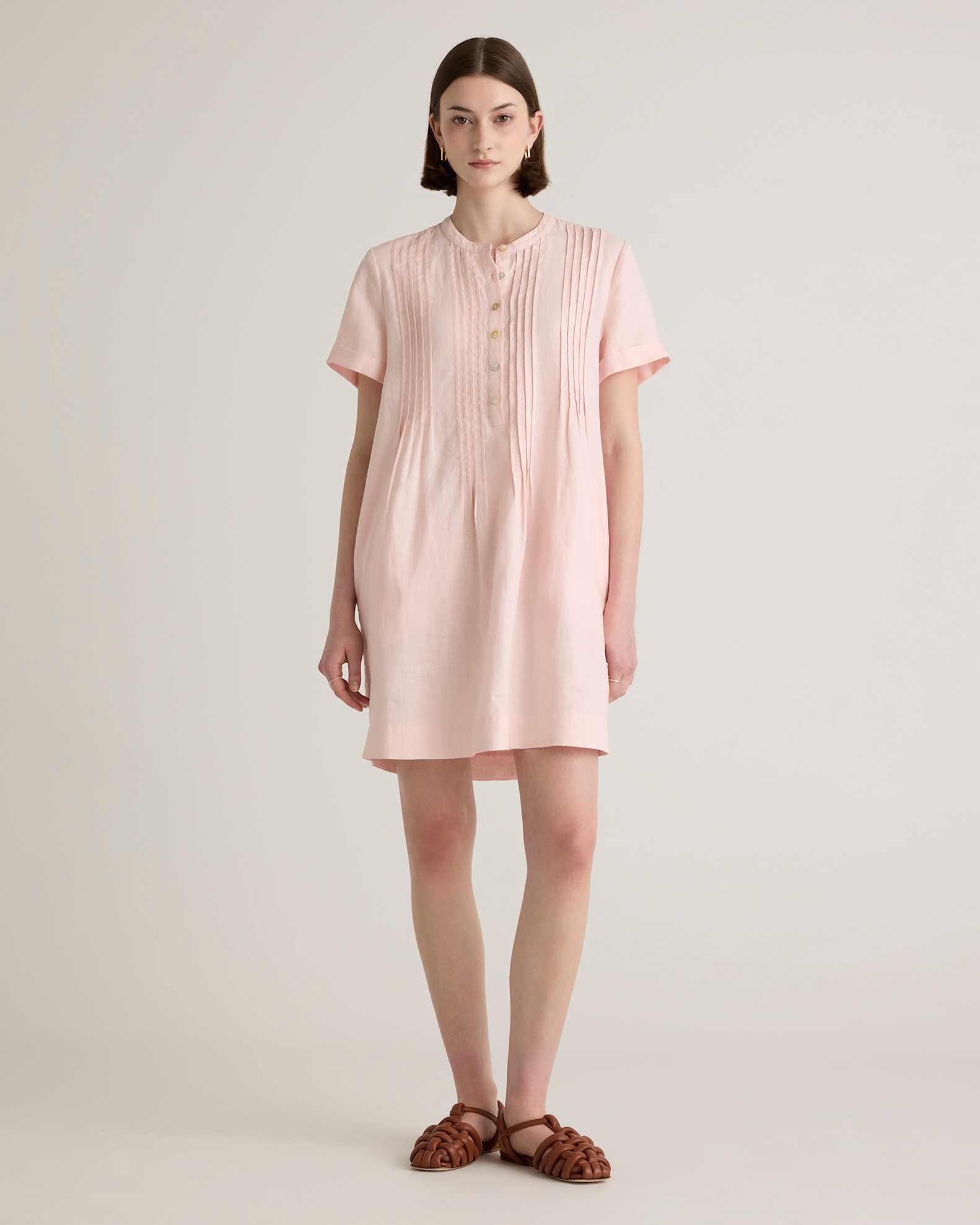 100% European Linen Short Sleeve Swing Dress 100% European Linen Short Sleeve Swing Dress