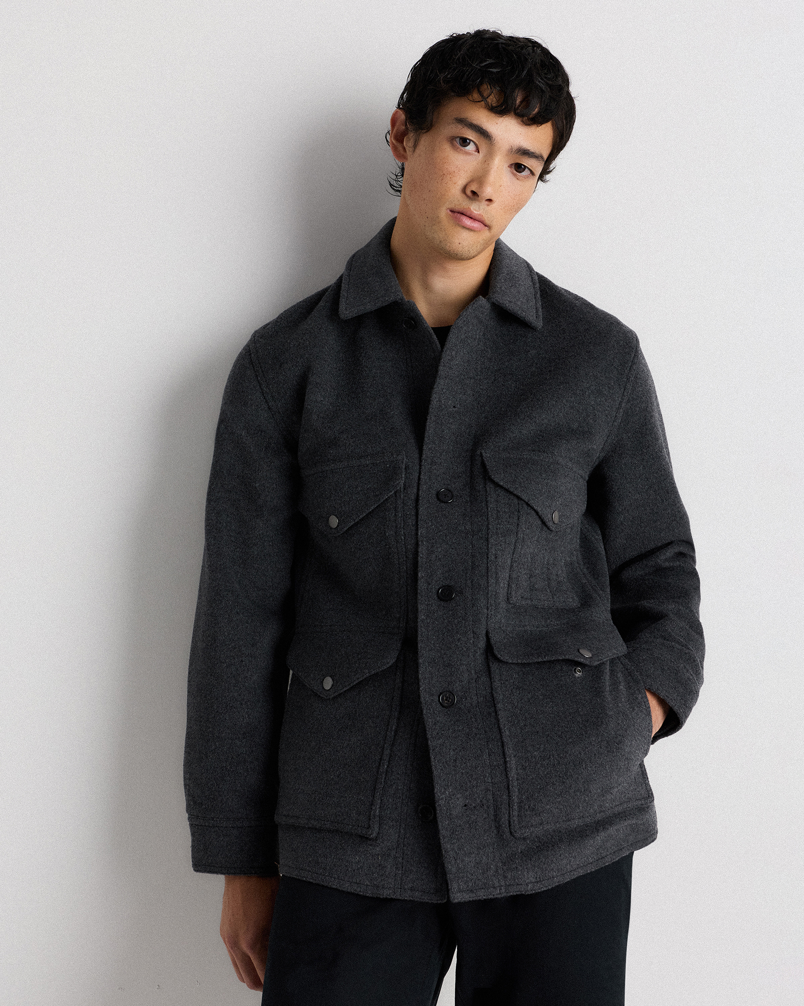 Heather Charcoal Wool Cashmere Field Jacket