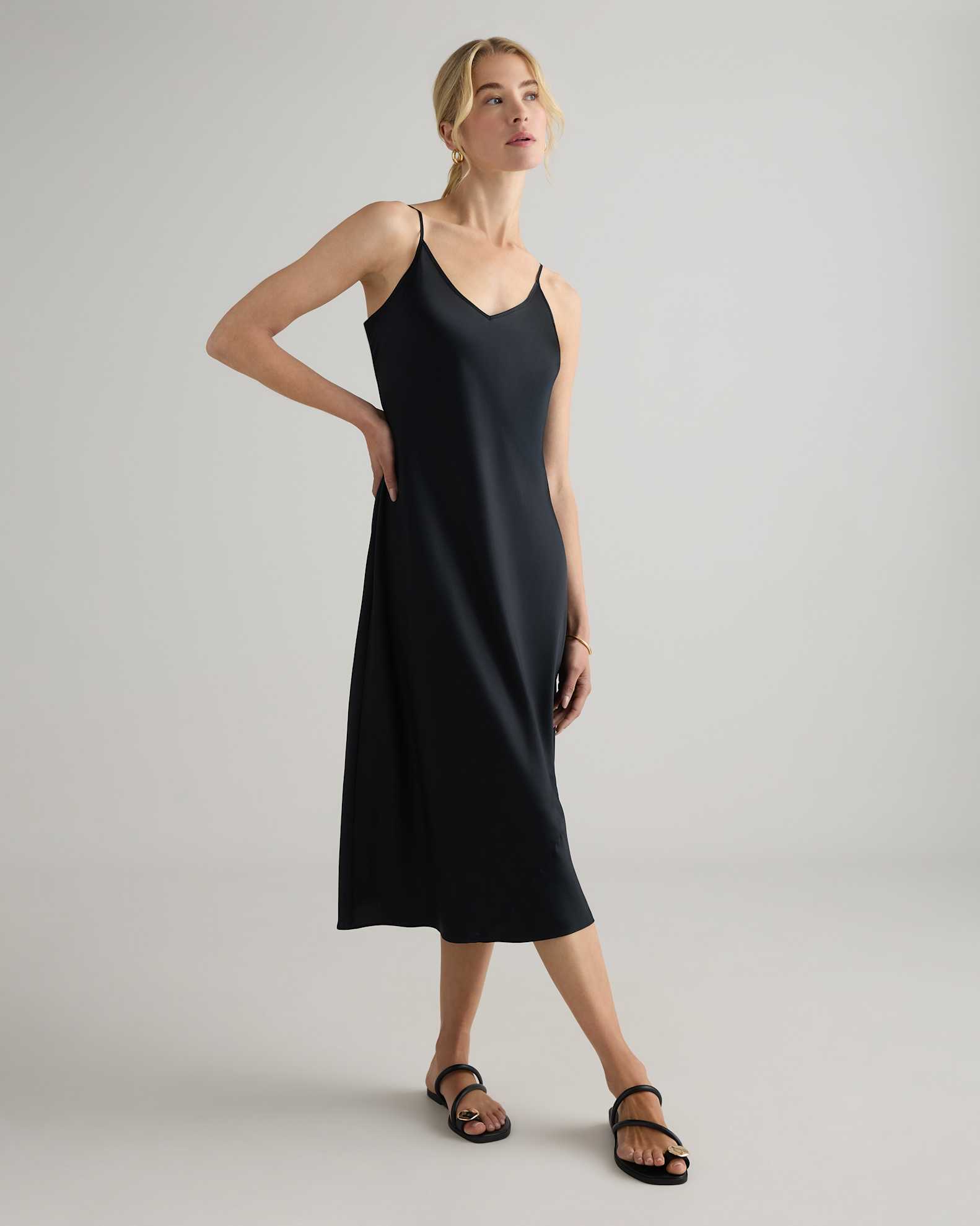 Quince Women's Washable 100% Mulberry Silk Slip Dress, Black, Size XL - Midi Length, Bias Cut, Satin Finish, Hypo-allergenic, Thermoregulating Quince Women's Washable 100% Mulberry Silk Slip Dress, Black, Size XL - Midi Length, Bias Cut, Satin Finish, Hypo-allergenic, Thermoregulating