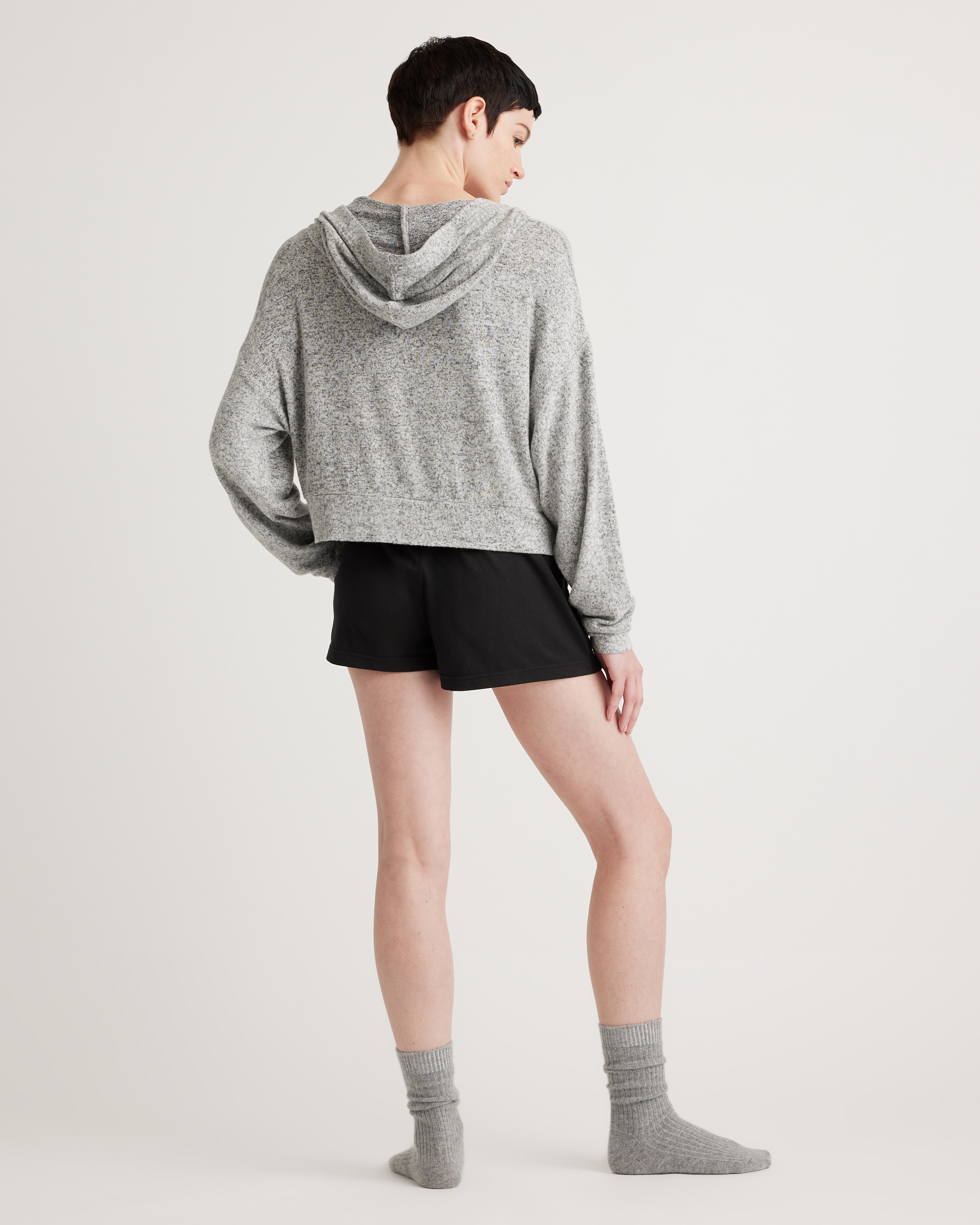 Brushed Lounge Cropped Pullover Hoodie
