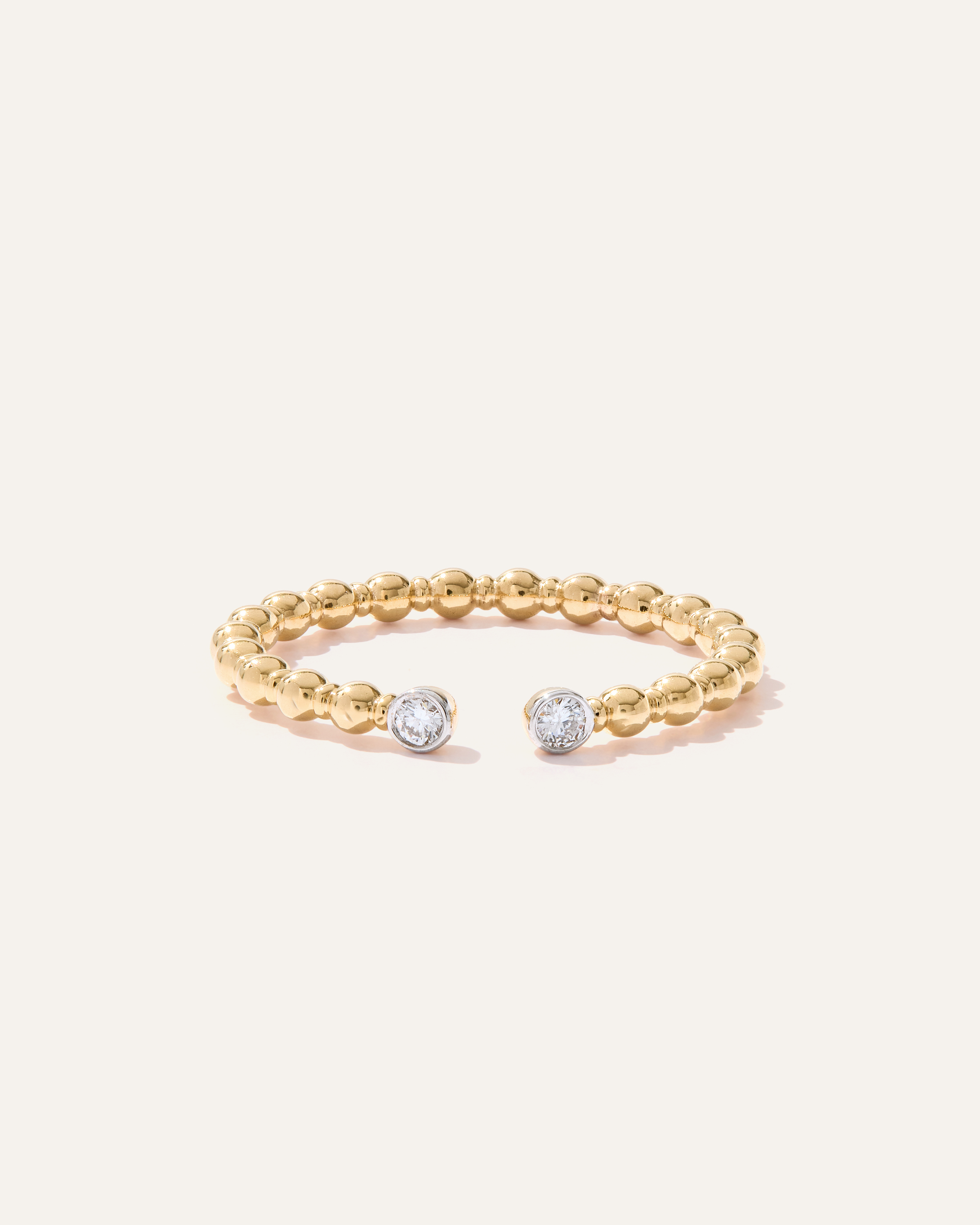 Yellow Gold 14K Gold Open Beaded Diamond Bezel Ring