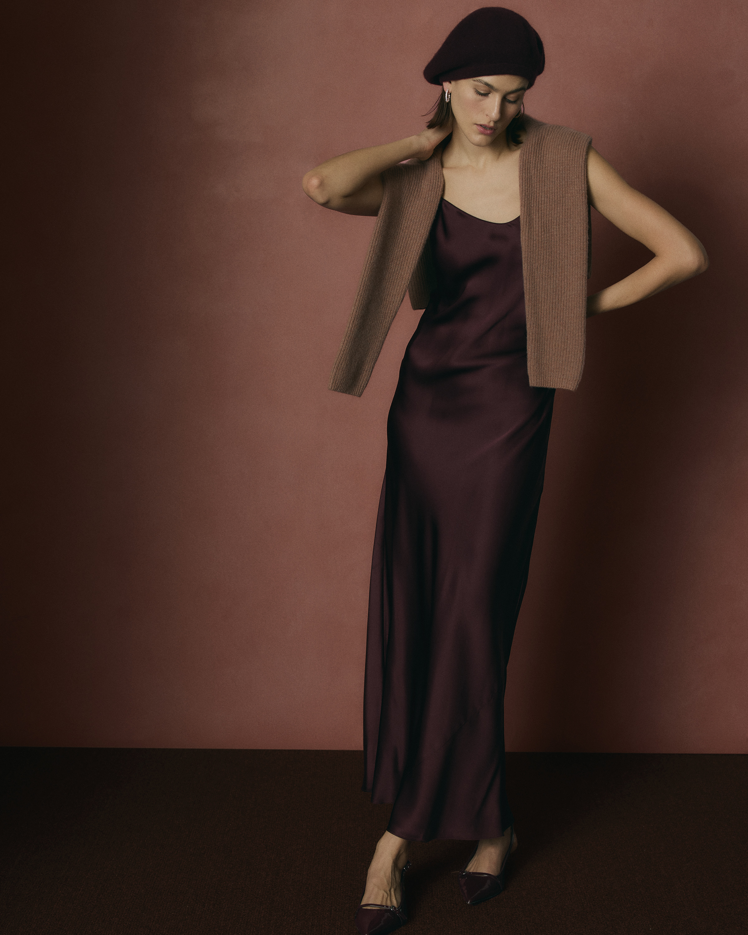 satin wedding dress with lace sleeves Glamorous Fit-and-Flare Dress main image 1
