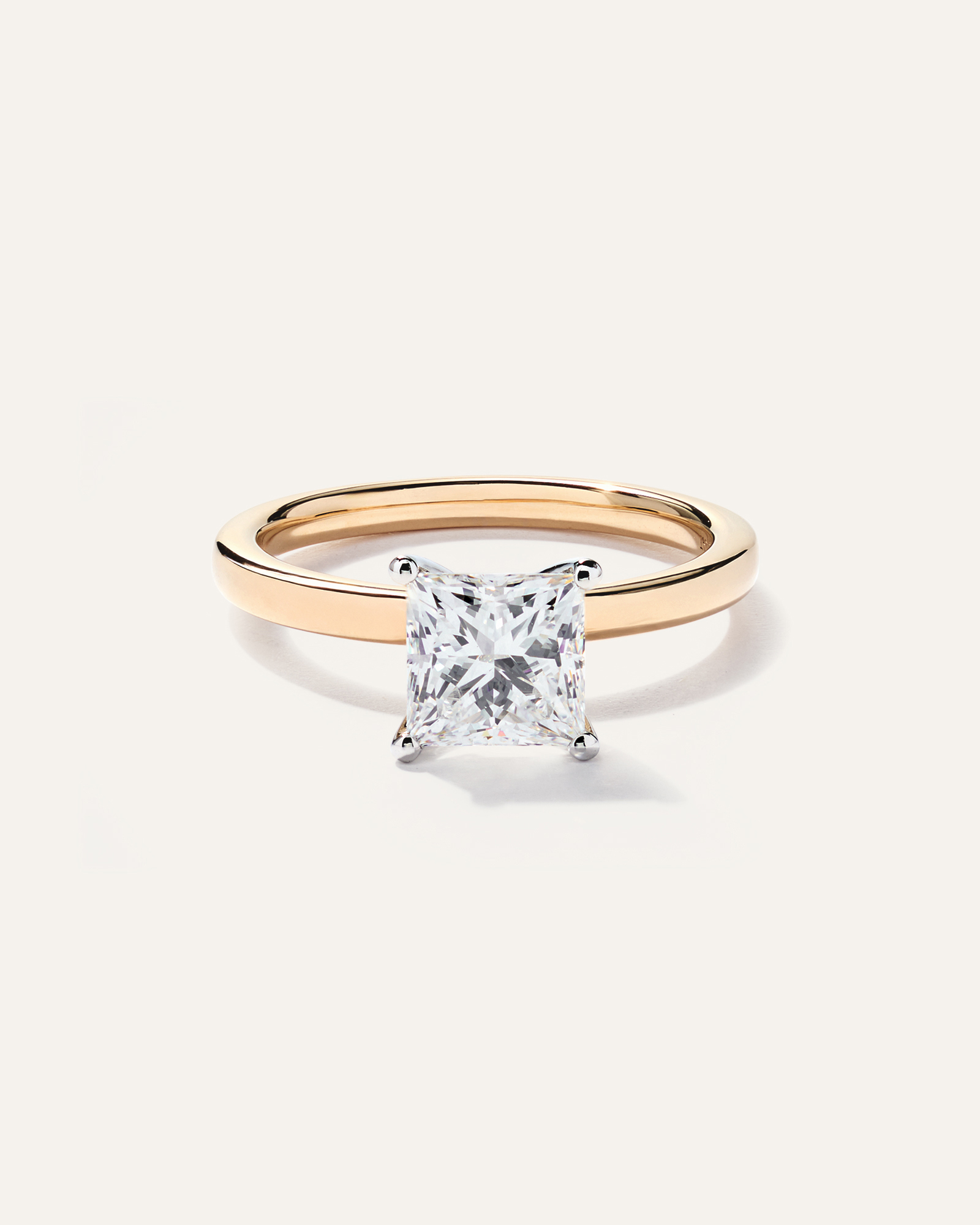 Yellow Gold Lab Grown Diamond Princess Comfort Fit Engagement Ring - 1.5ct