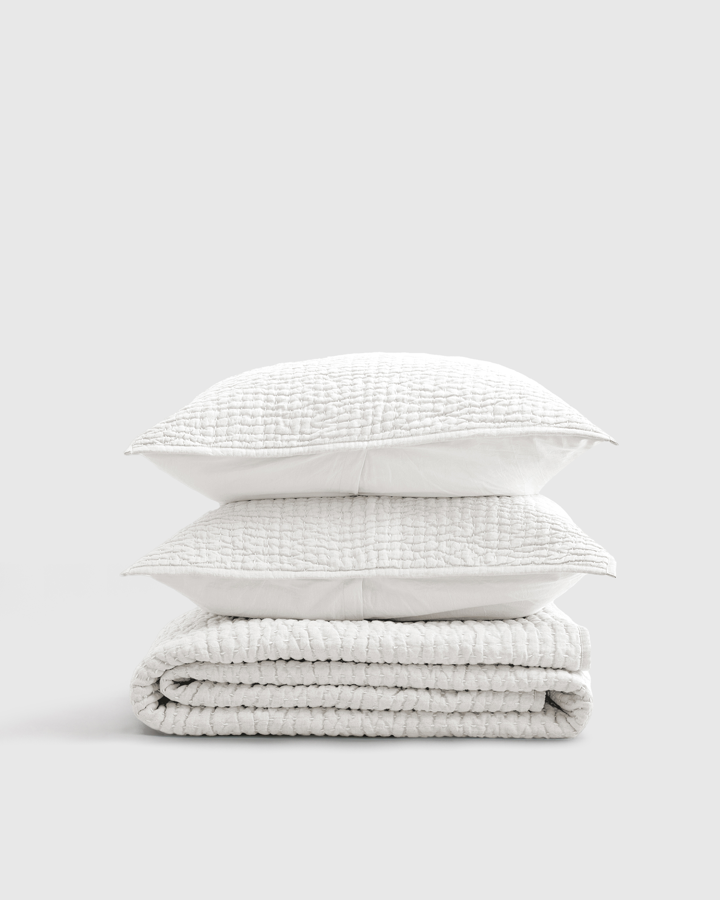 White European Linen Cotton Stitch Quilt Set