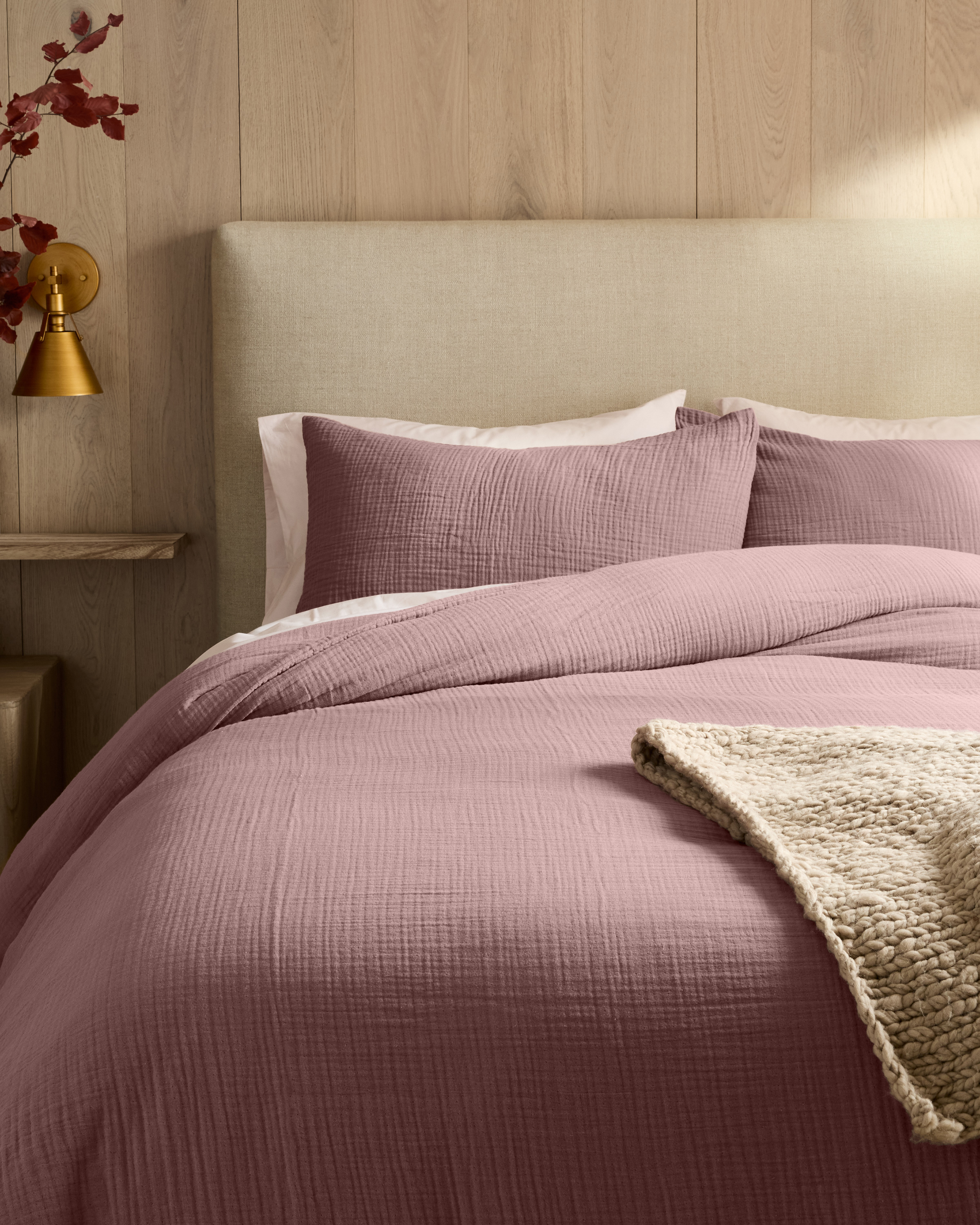 Organic Airy Gauze Duvet Cover Set - Fig, Full/Queen