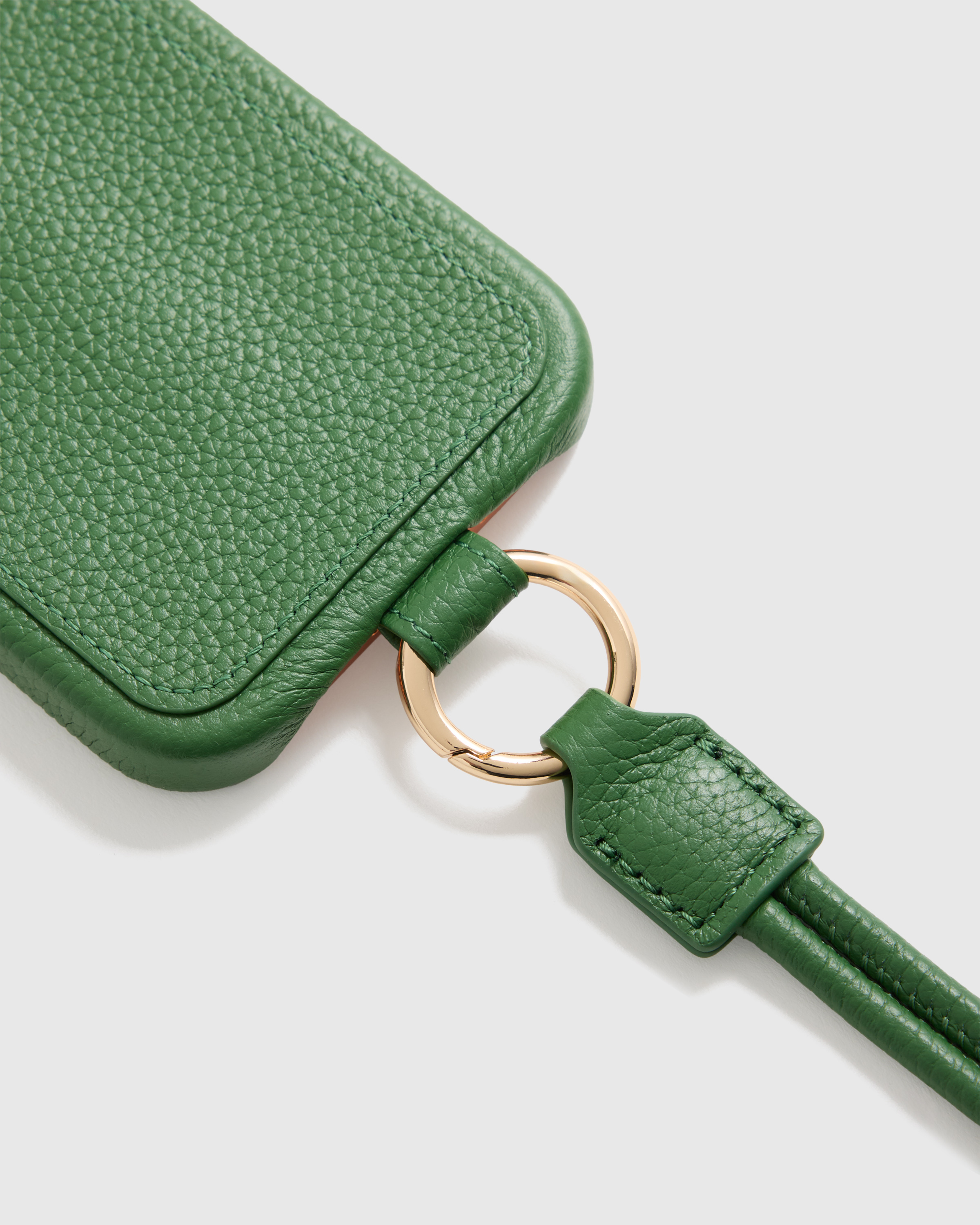 Italian Leather Phone Crossbody Case in Emerald