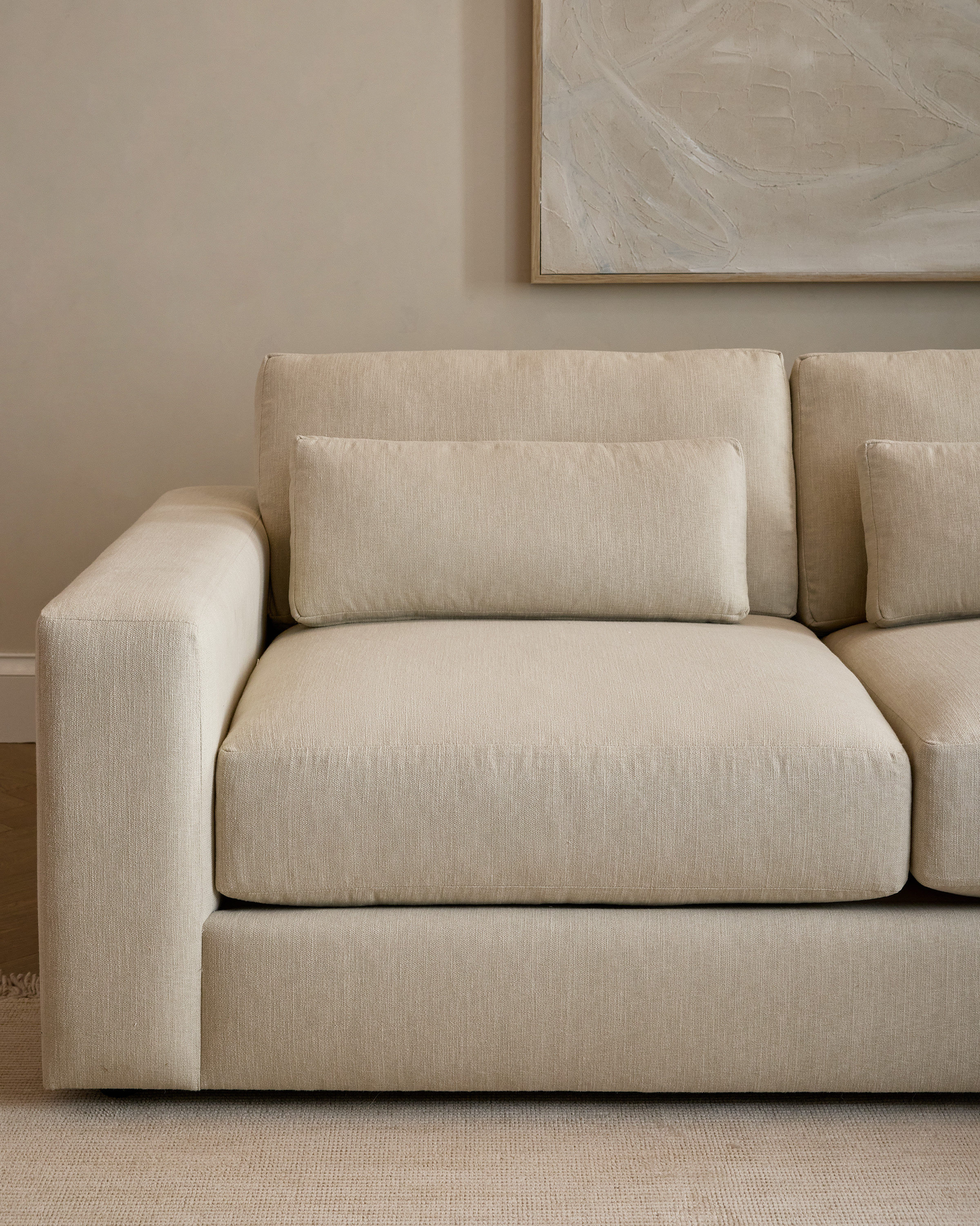 Square Arm Deep Seat L Sectional in Performance Chenille Linen Blend - thumbnail 8