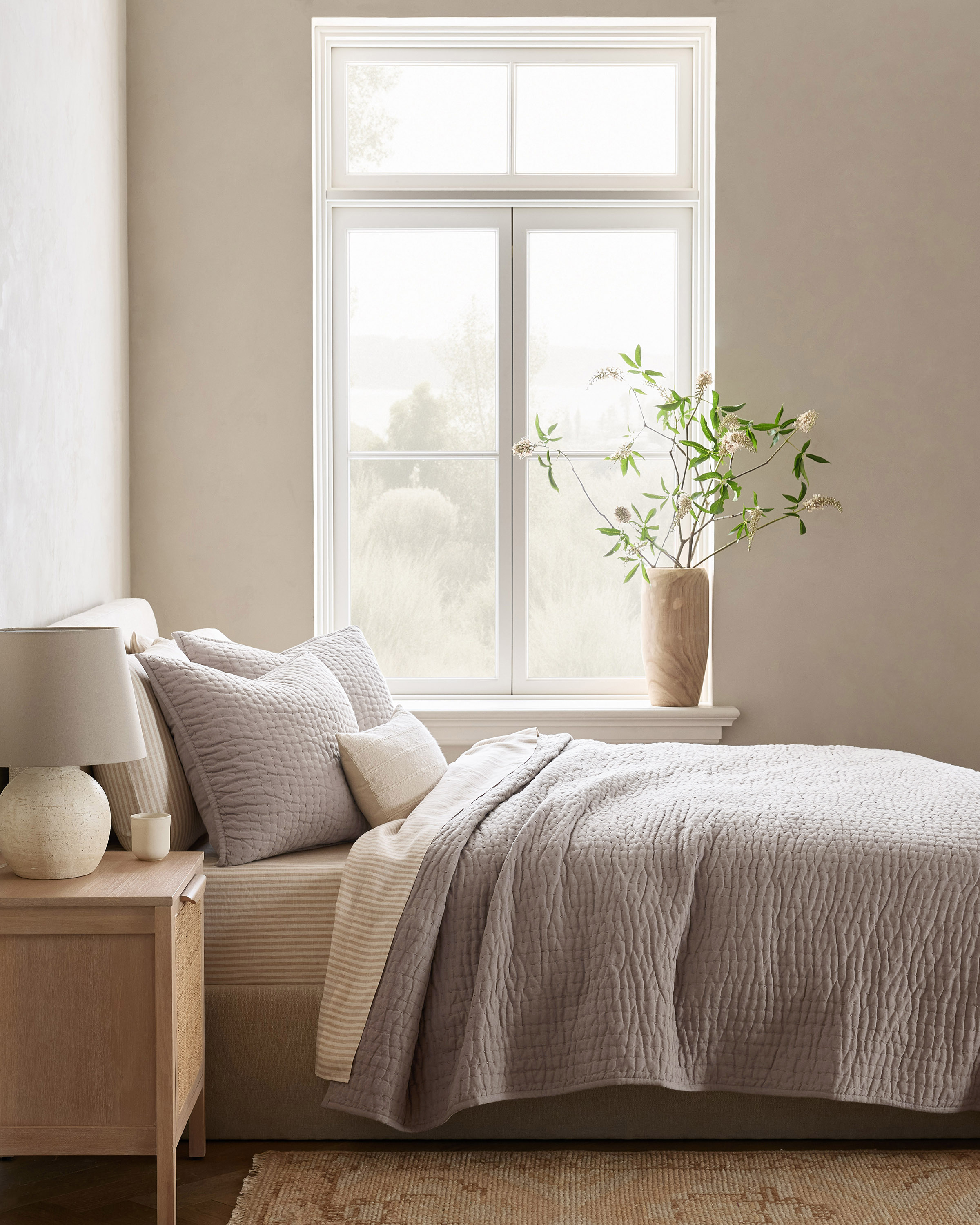 Stone European Linen Cotton Stitch Quilt
