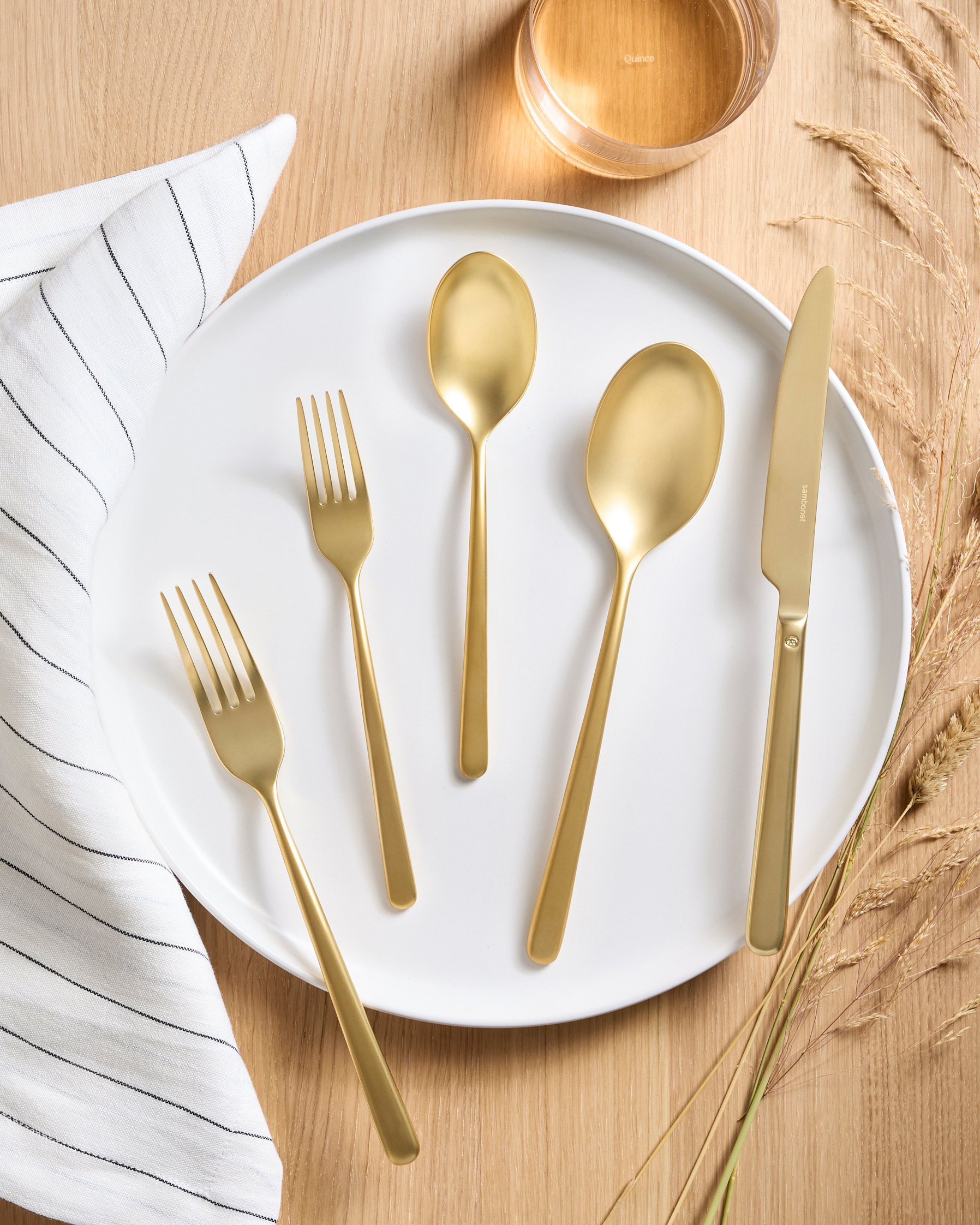 Gia Minimalist 20 Piece Flatware Set in Brushed Gold