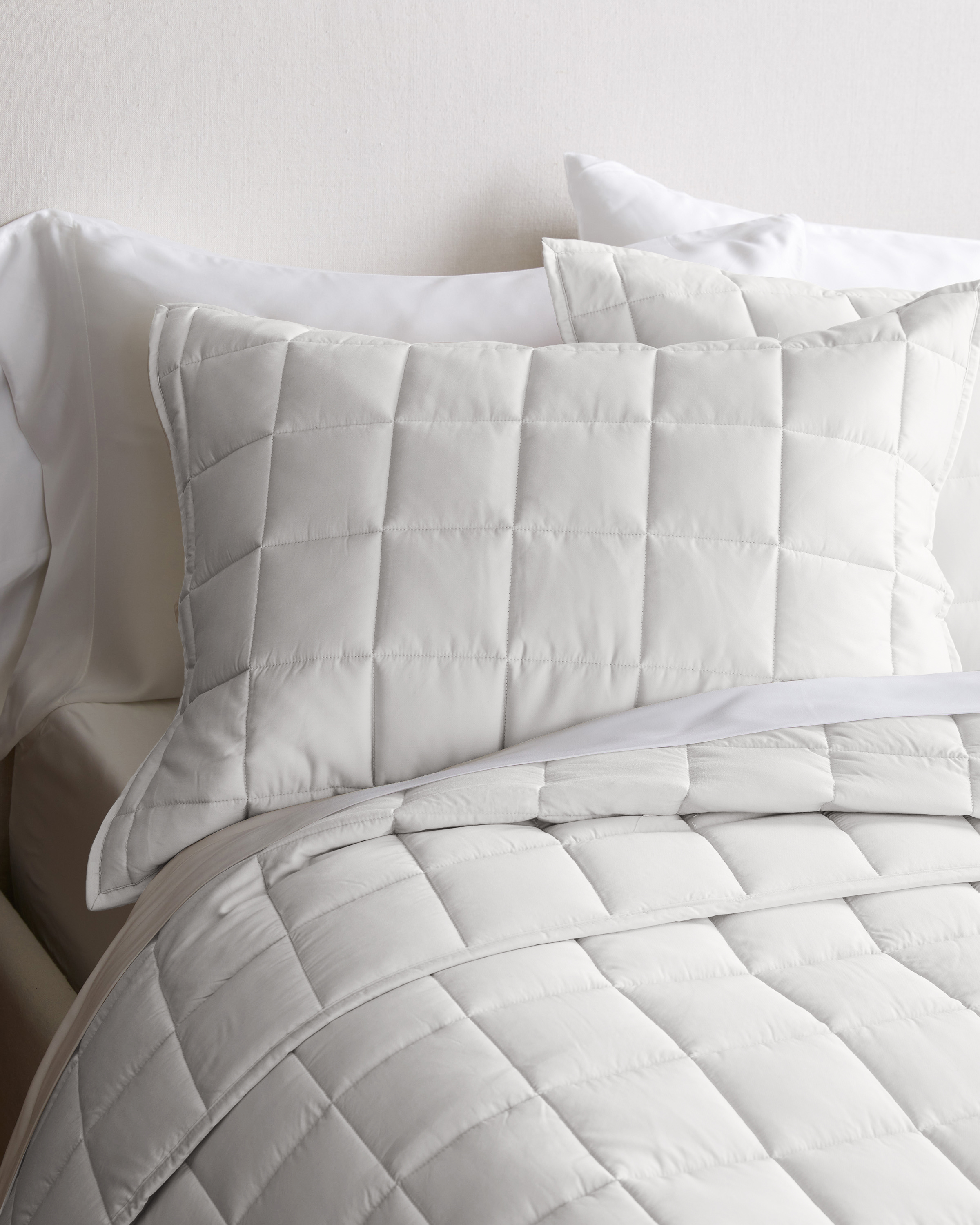 White Bamboo Box Quilted Sham Set