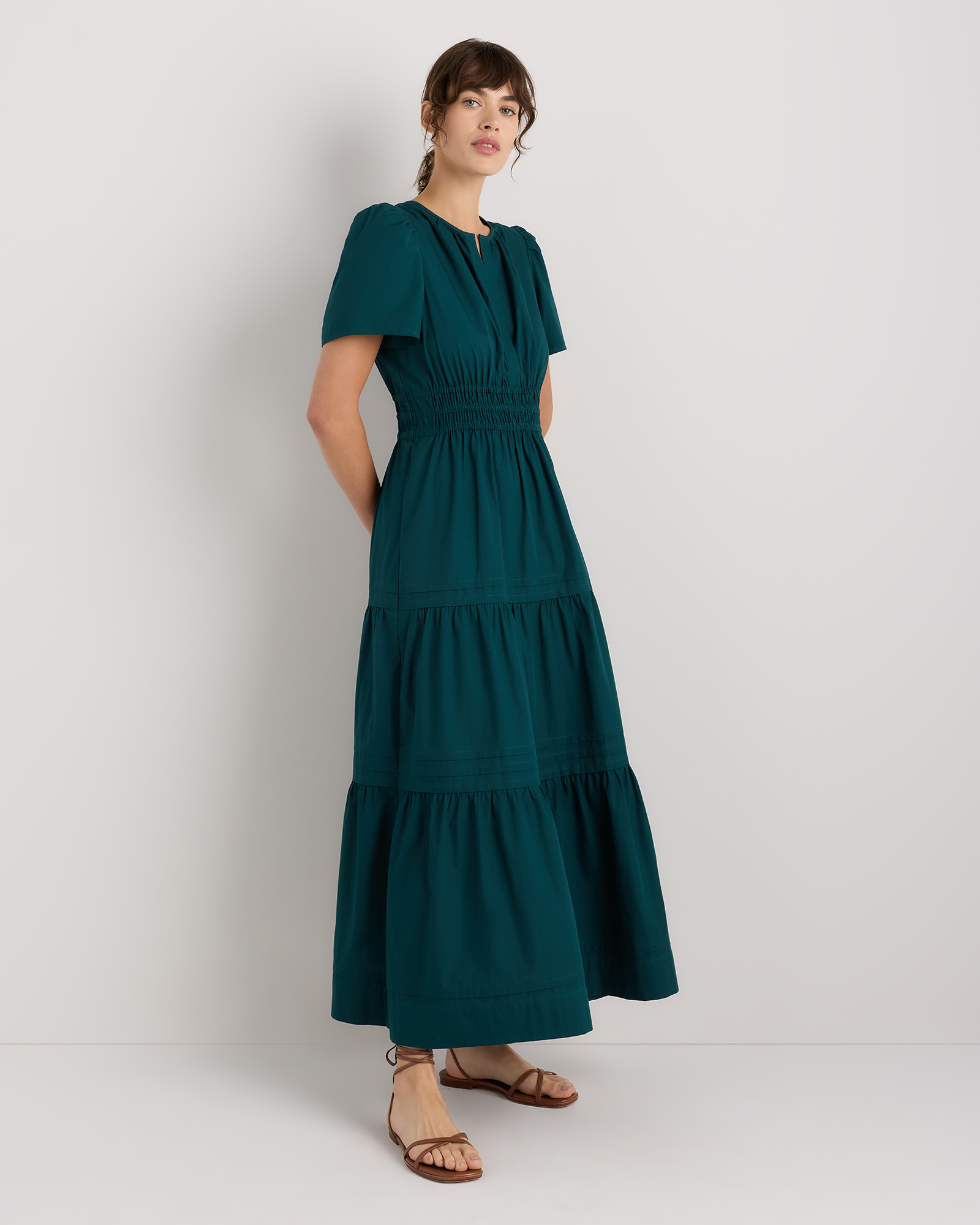 sea renee cotton tiered dress Sea New York | Dresses | L Sea New York Renee Mustard Cotton Puff Sleeve  Smocked Midi Dress Peasant
