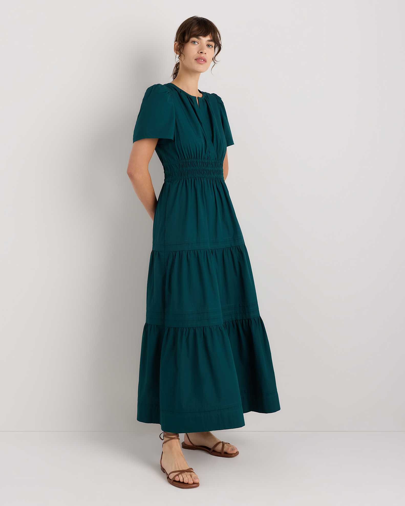 sea renee cotton tiered dress Sea New York | Dresses | L Sea New York Renee Mustard Cotton Puff Sleeve Smocked Midi Dress Peasant