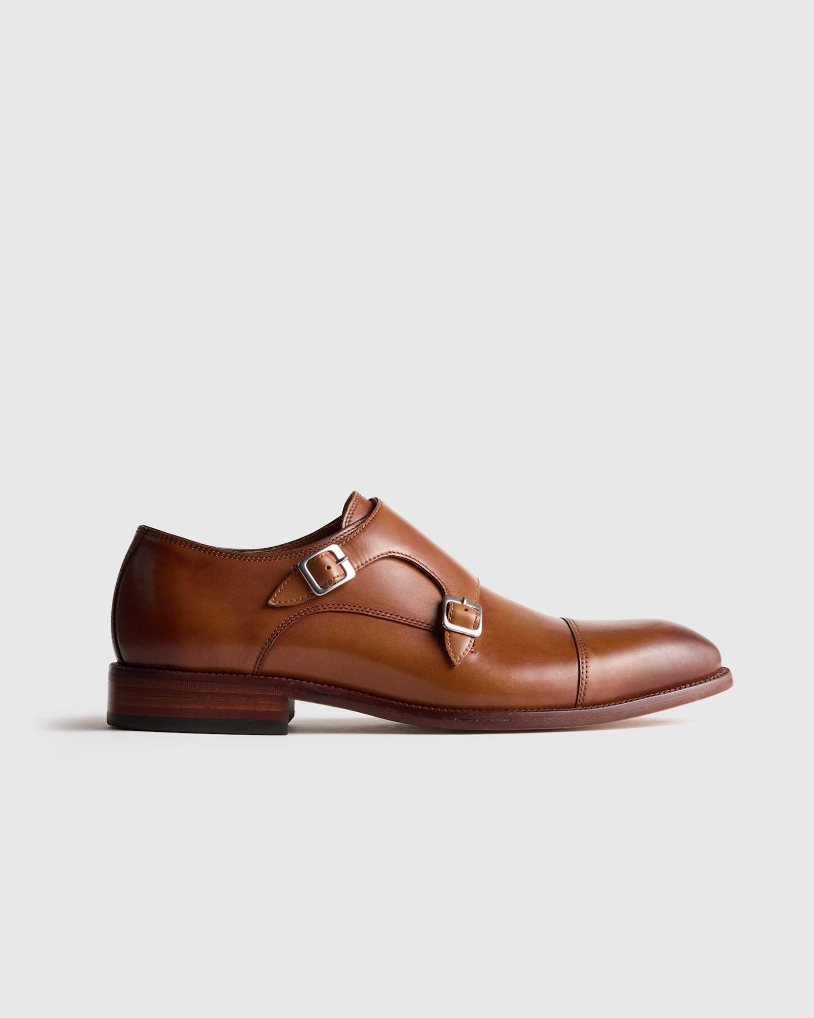 Men's Italian Leather Monk Strap Oxford in Tobacco, Size 10 by Quince Men's Italian Leather Monk Strap Oxford in Tobacco, Size 10 by Quince