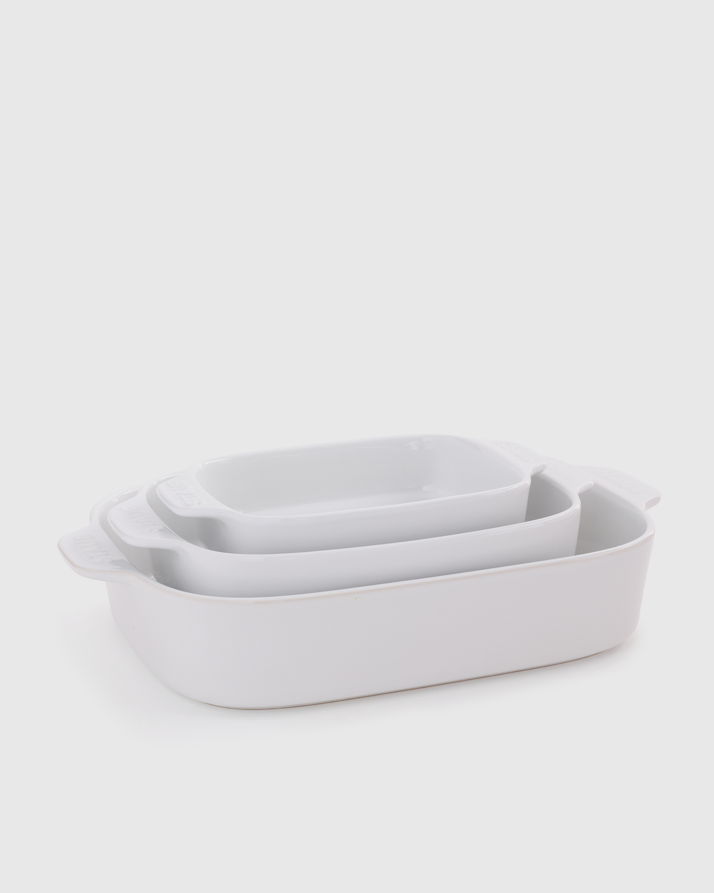 White Stoneware Rectangular Baking Dishes, Set of 3 by STAUB