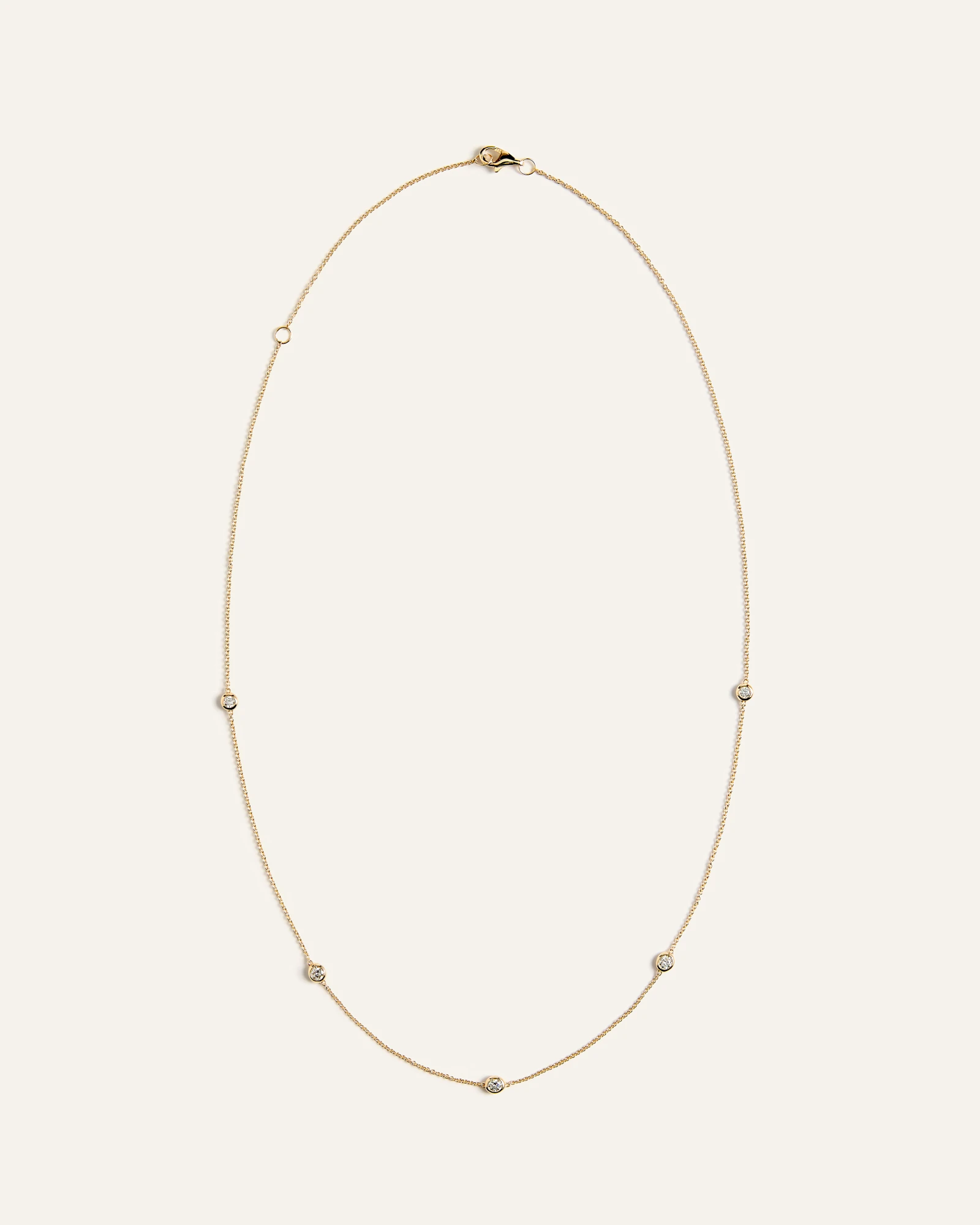 14K Gold Diamond Bezel Station Necklace in Yellow Gold