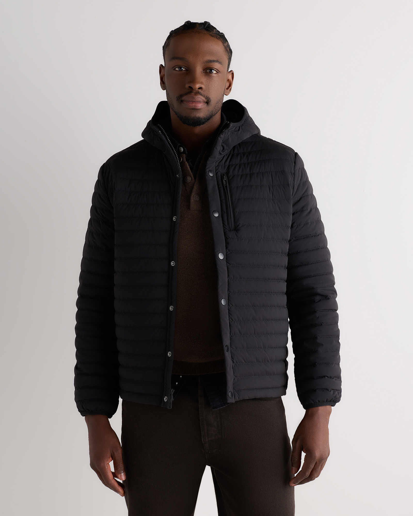 Black Responsible Down Hooded Quilted Jacket