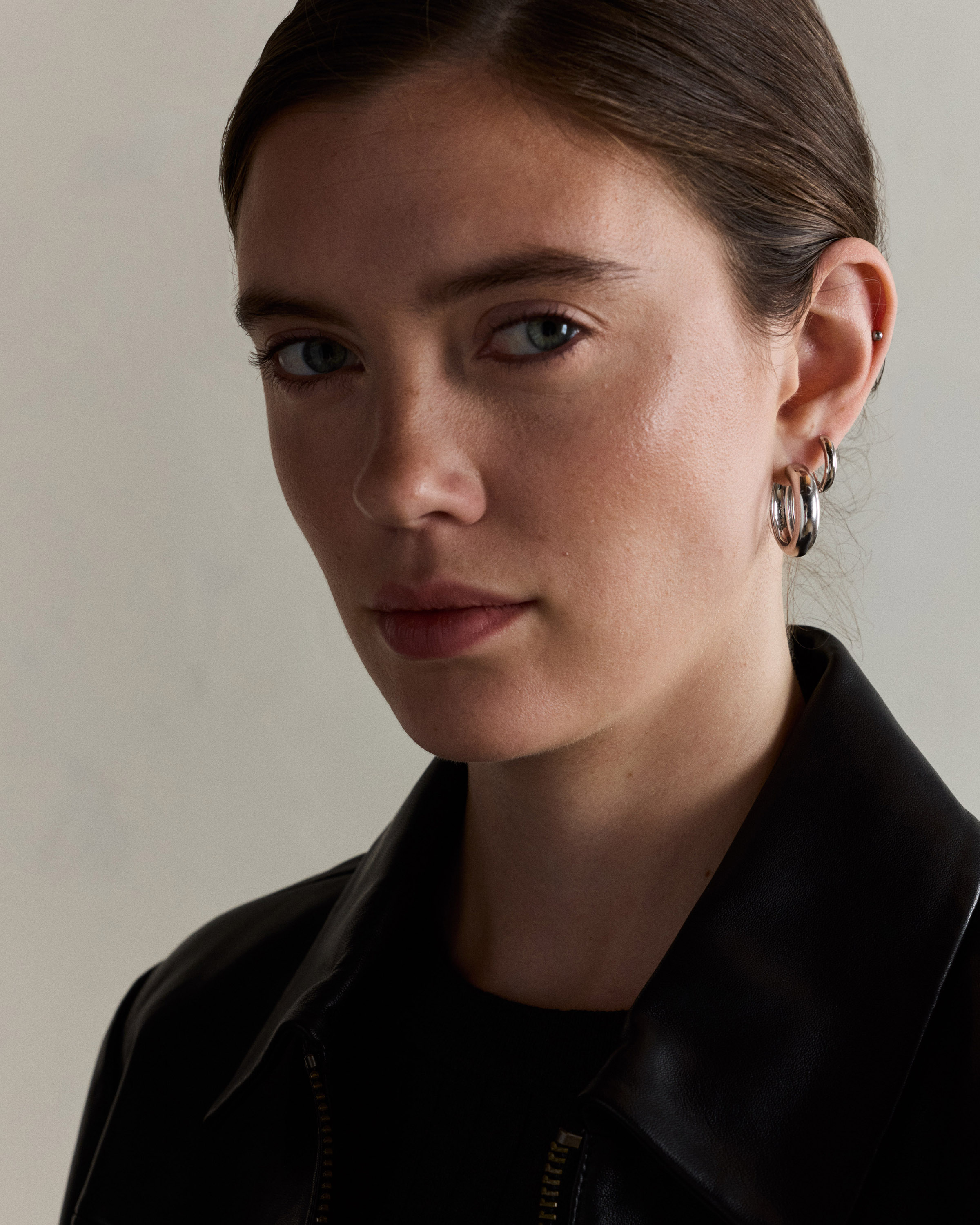 100% Leather Cropped Zip-Front Jacket
