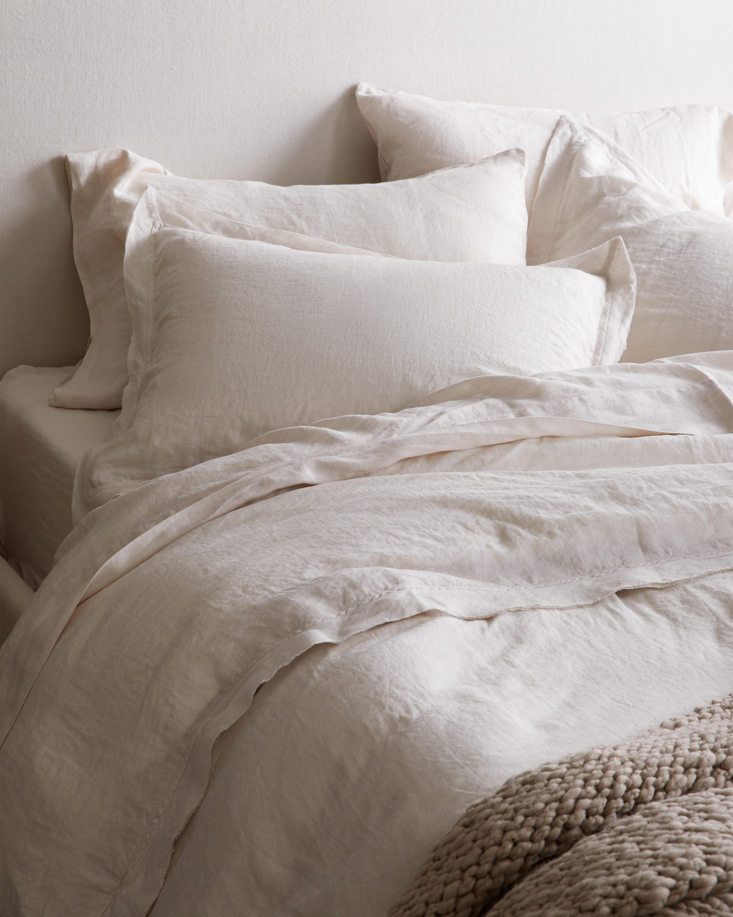 Sand European Linen Double Flange Sham Set