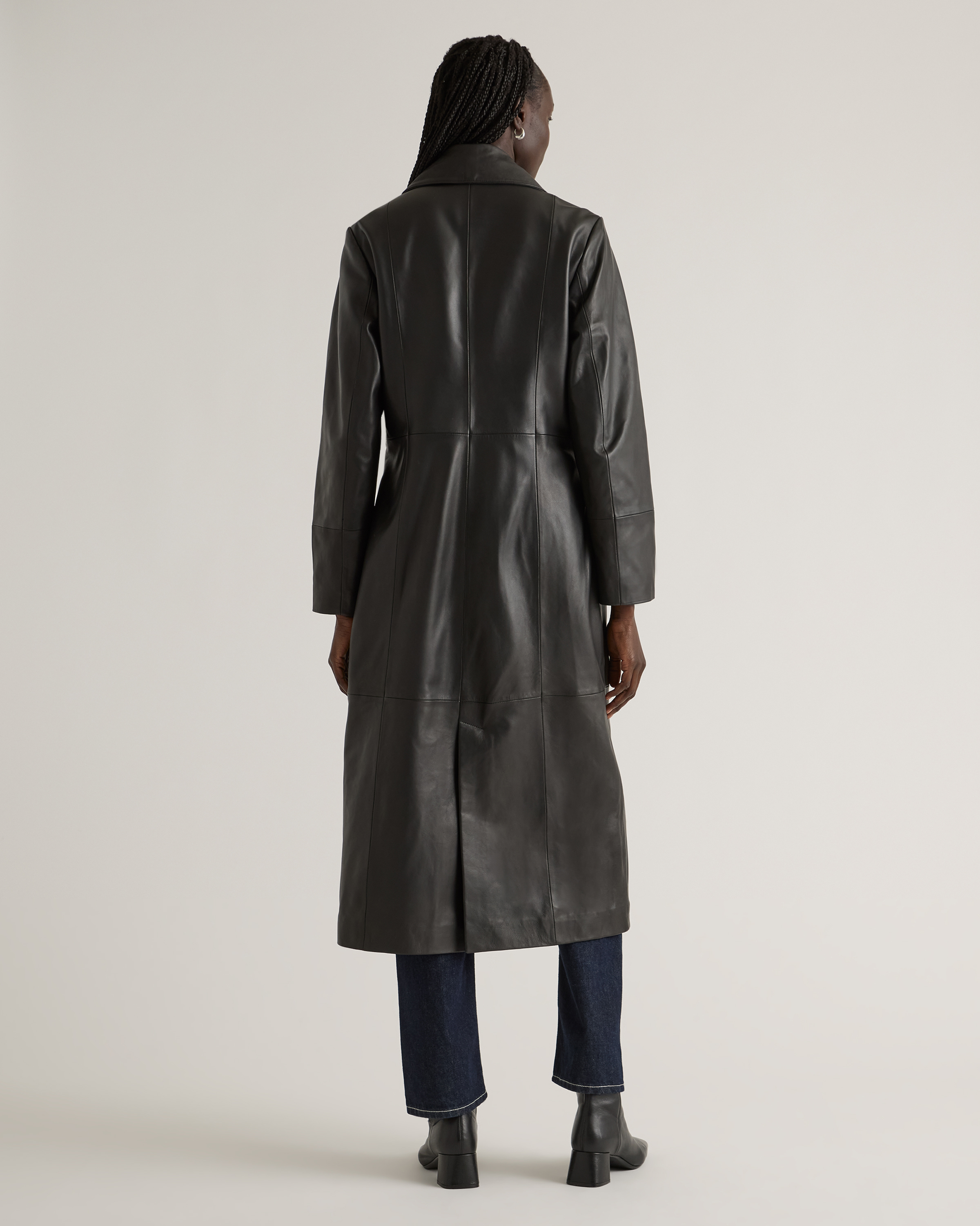 100% Leather Long Trench Coat