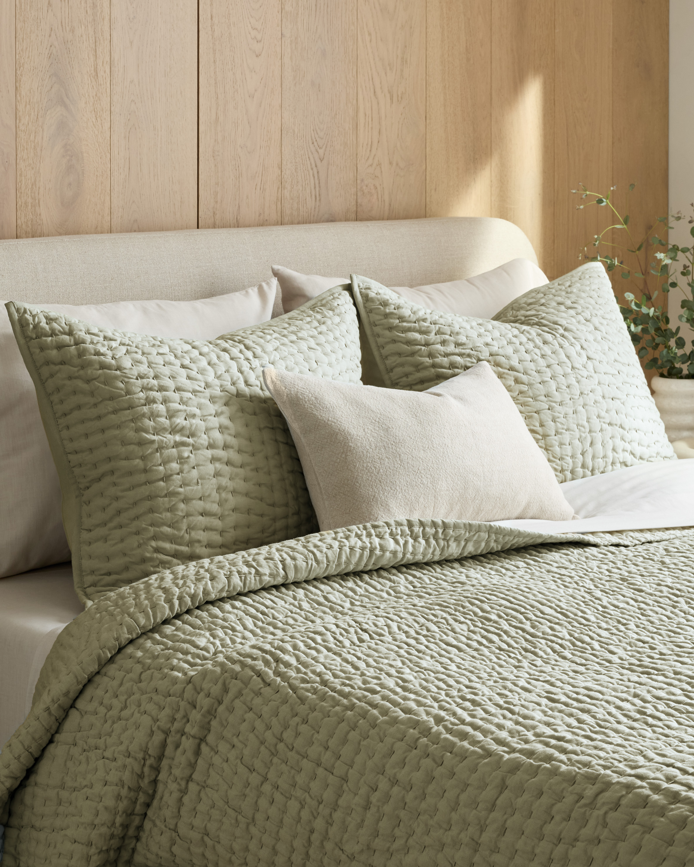 European Linen Cotton Stitch Quilt - Willowleaf, Full/Queen