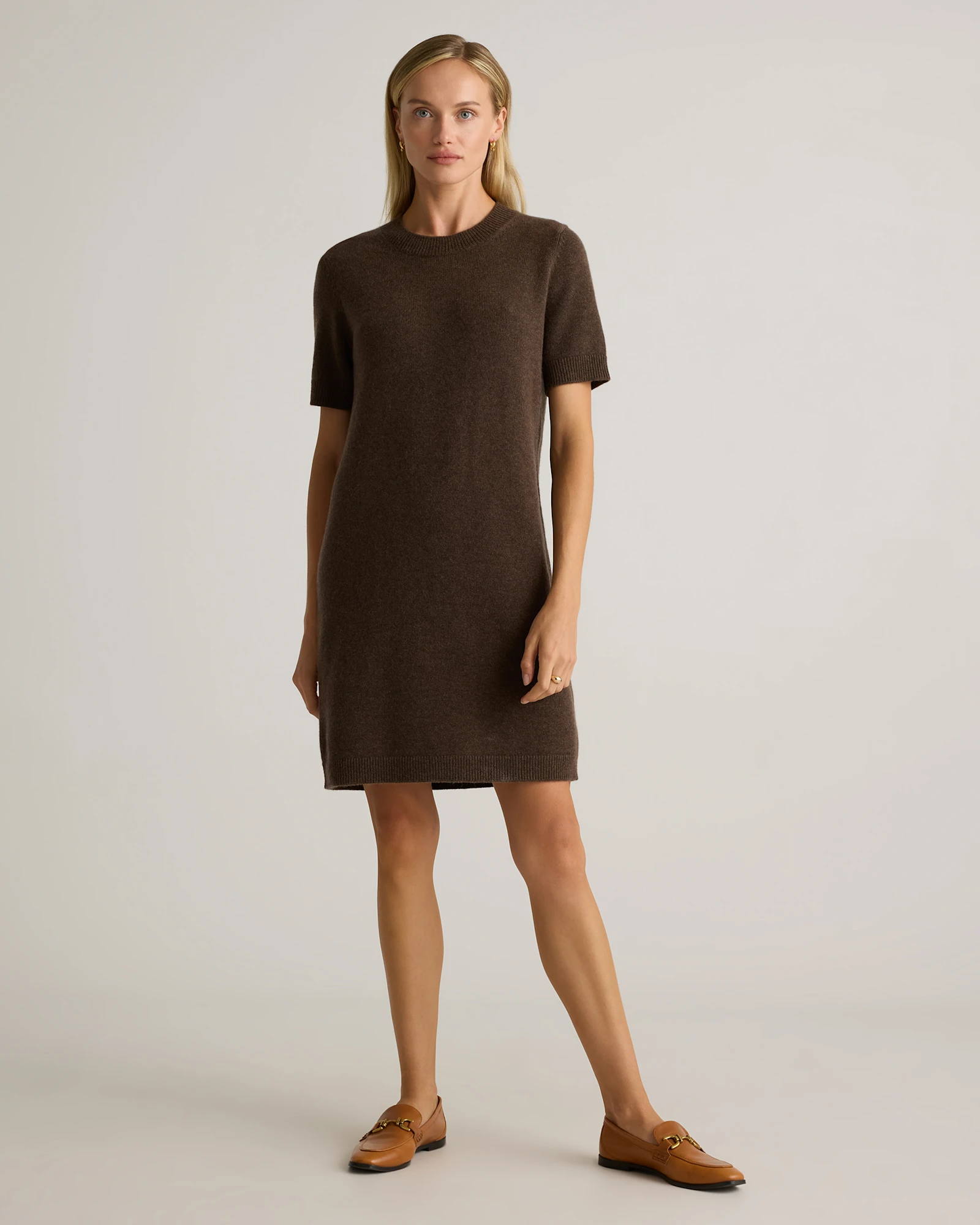 Mongolian Cashmere Short Sleeve Mini Dress